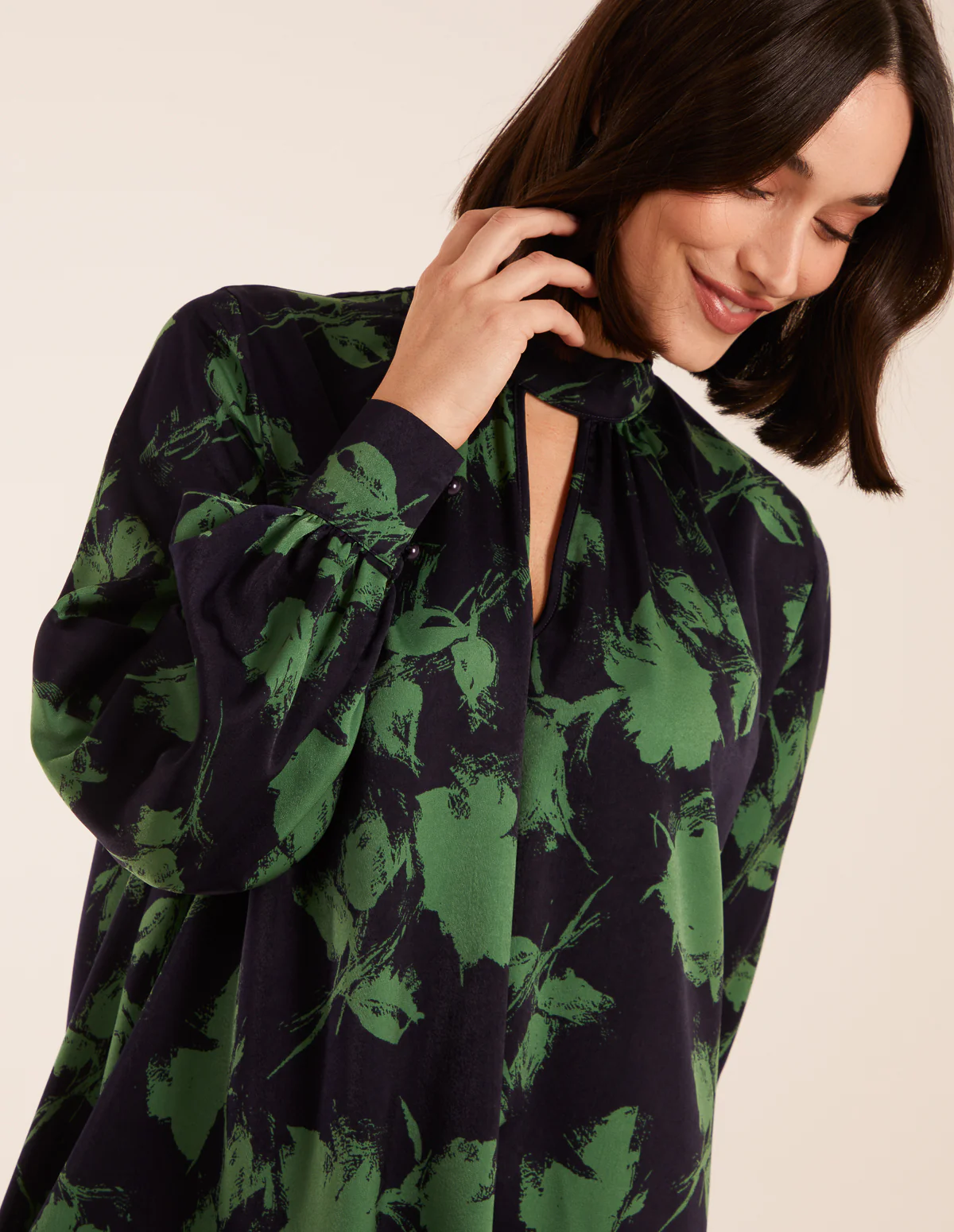 Abstract High Neck Keyhole Shift Dress - Image 2