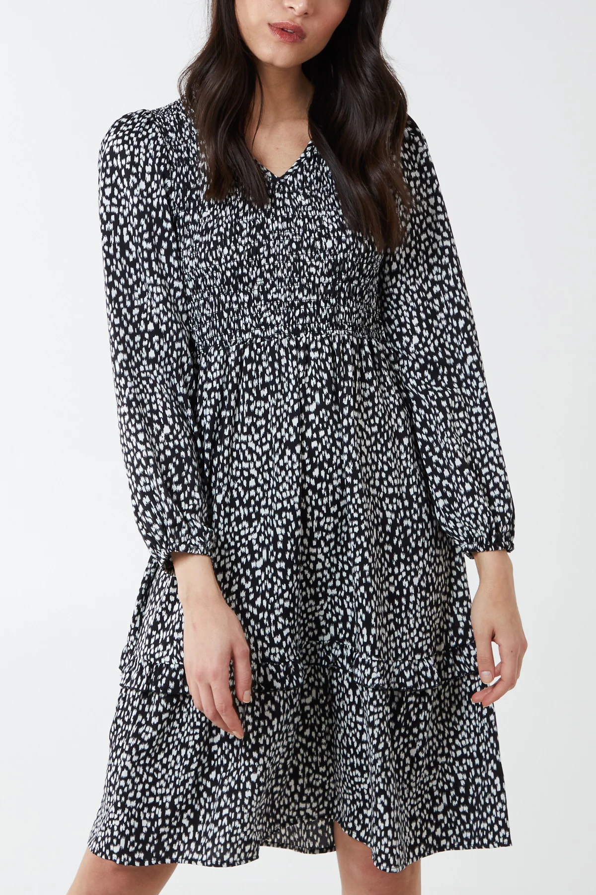 Animal Print Tiered Dress