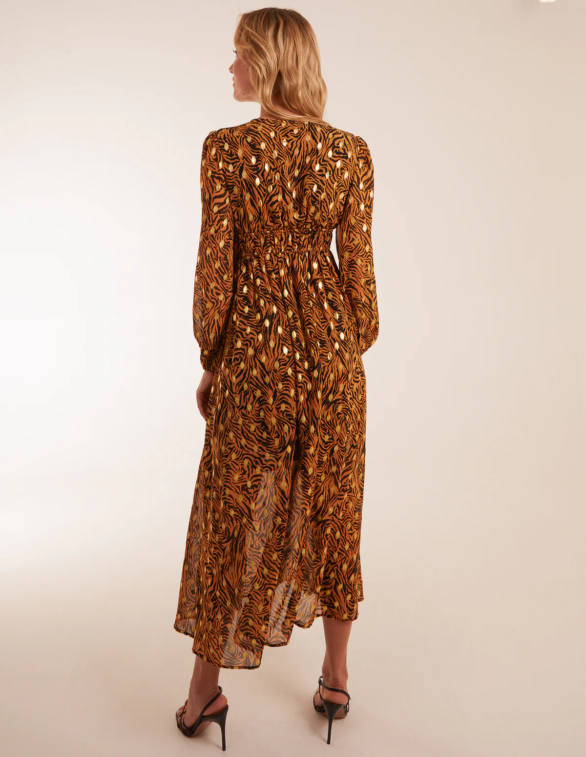 Shirred Waist Animal And Foil Print Maxi Dress - Image 3