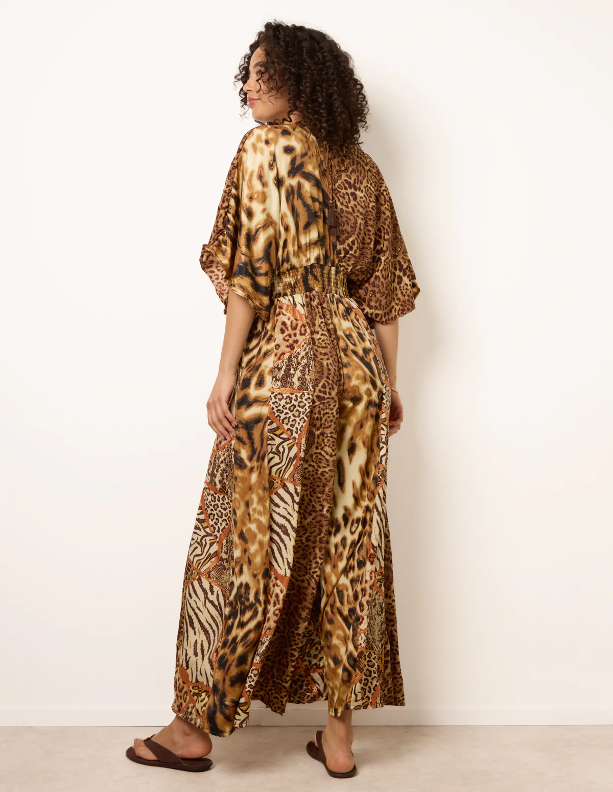 Animal Print Wide Leg Cross Over Jumpsuit - Image 4