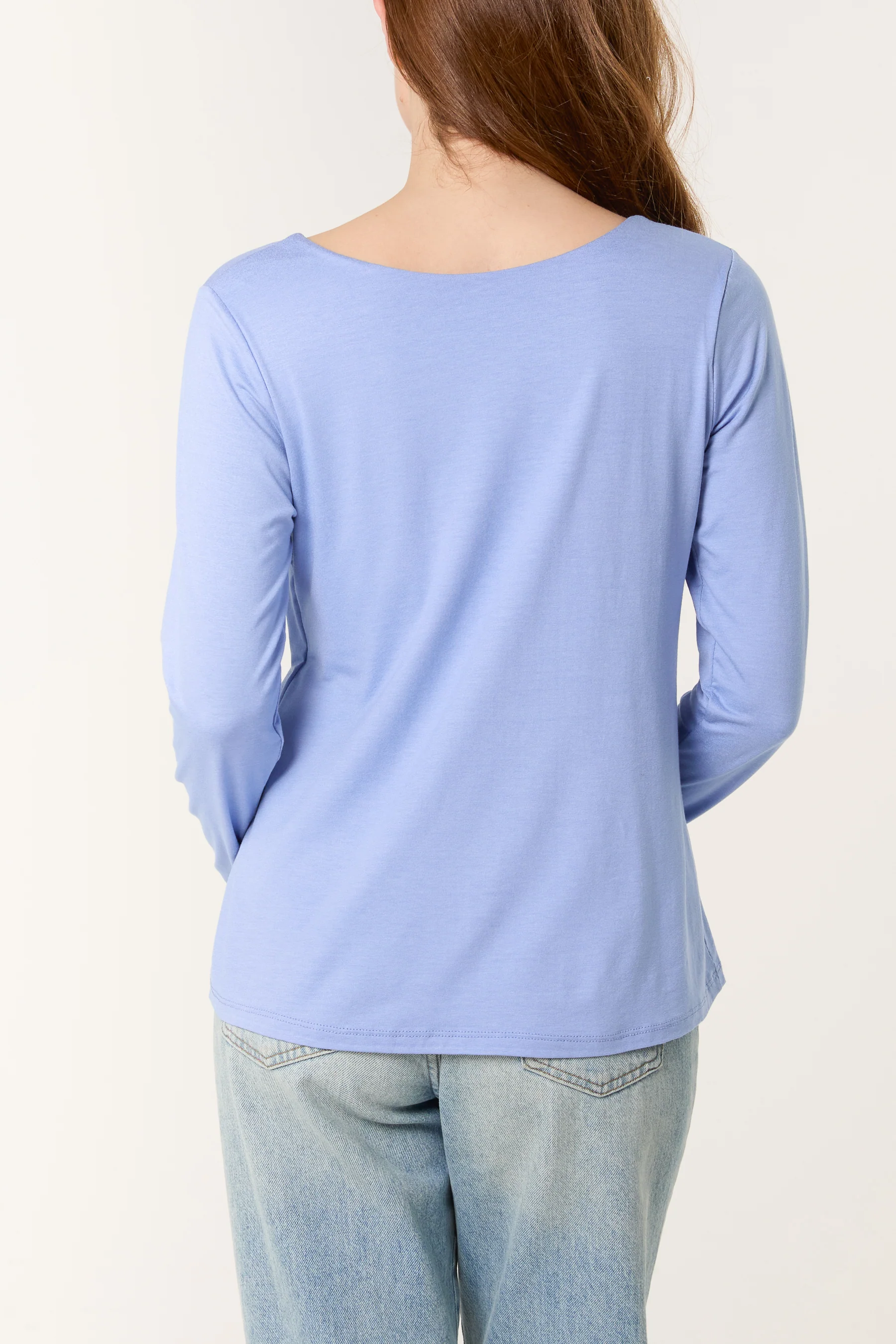Basic V Neck Long Sleeve Blouse - Image 2