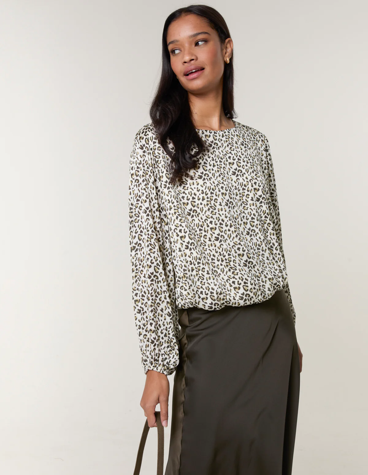 Leopard Print Elasticated Hem Blouse - Image 3
