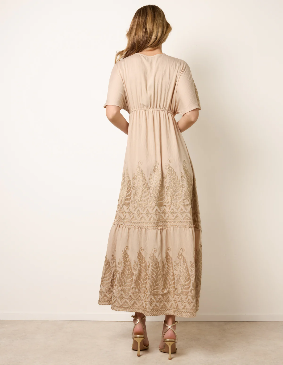 Metallic Embroidered Maxi Dress - Image 4