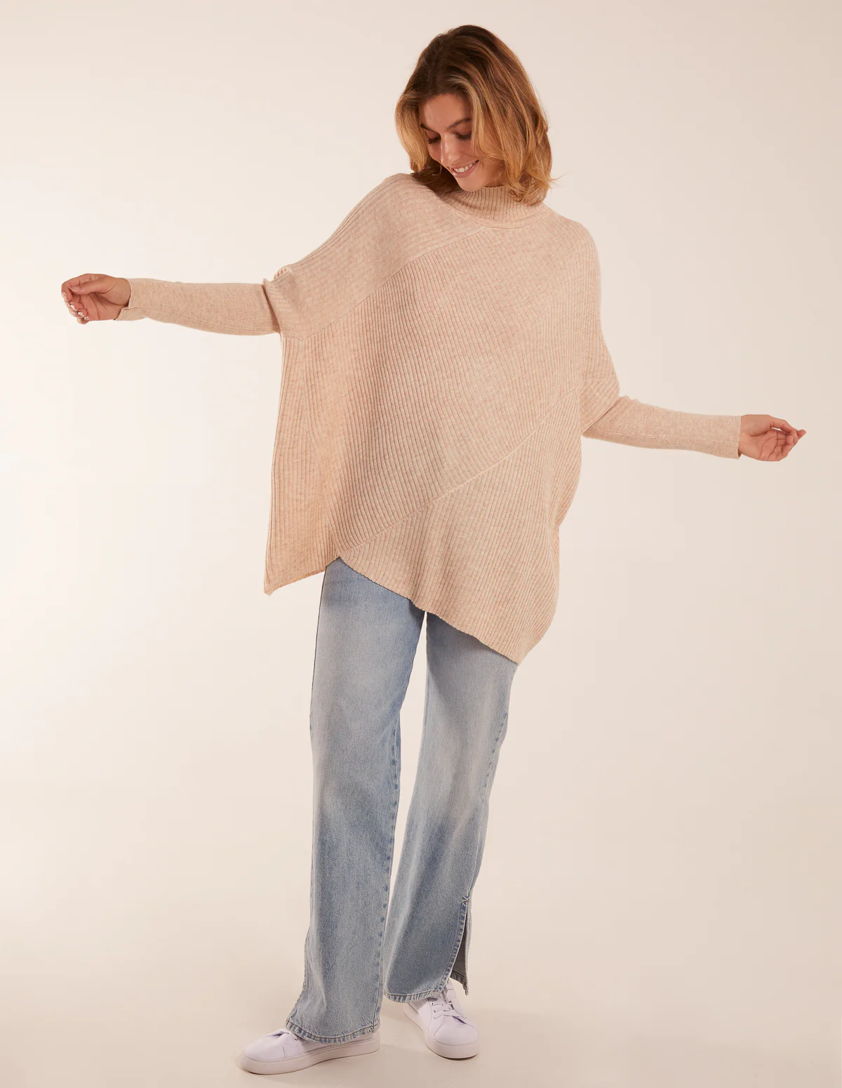 Ribbed Cross Over High Neck Jumper - Image 2