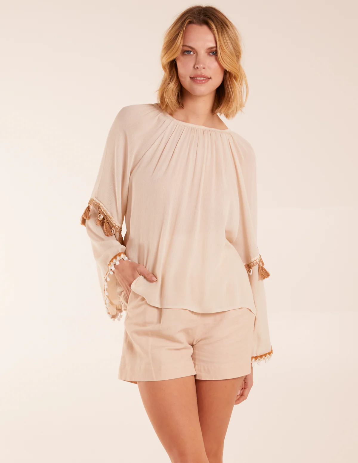 Tassel Wide Sleeve Blouse - Image 3