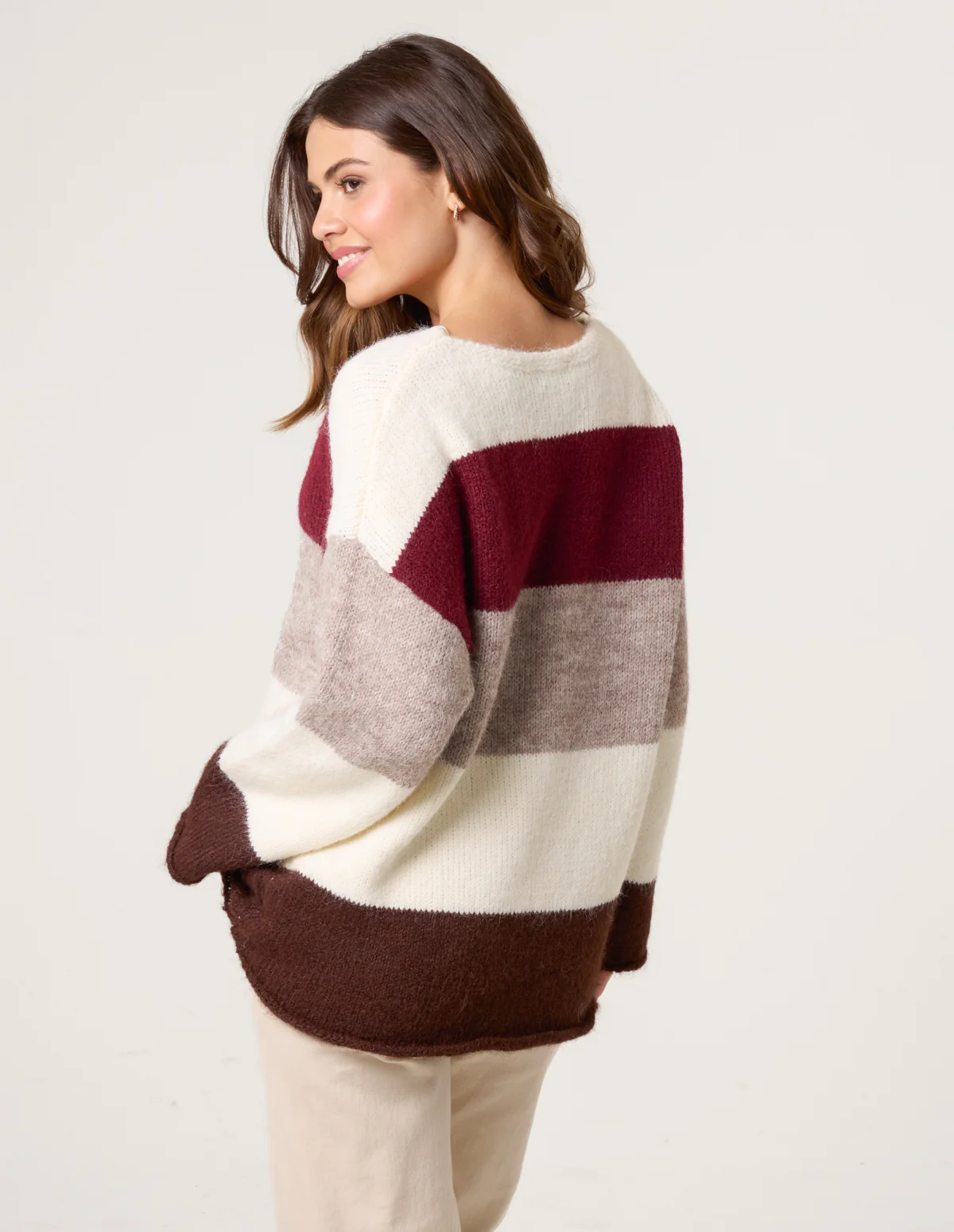 Colourful Stripped V Neck Jumper - Image 5
