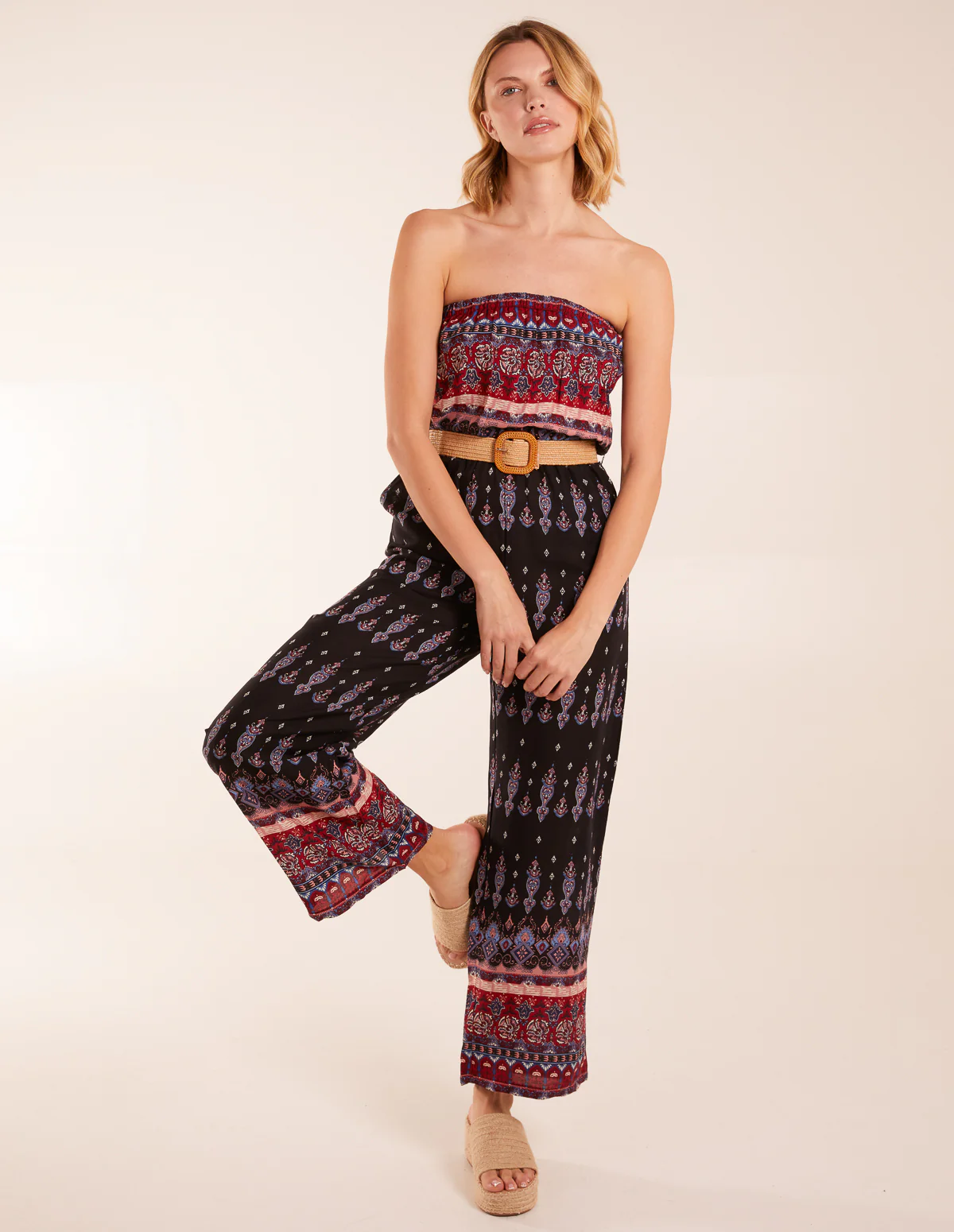 Aztec Belted Bandeau Jumpsuit - Image 2