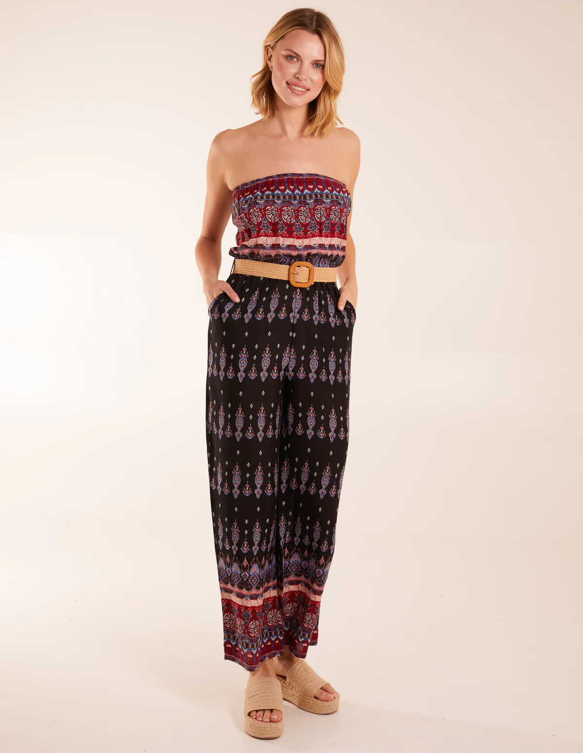 Aztec Belted Bandeau Jumpsuit - Image 4