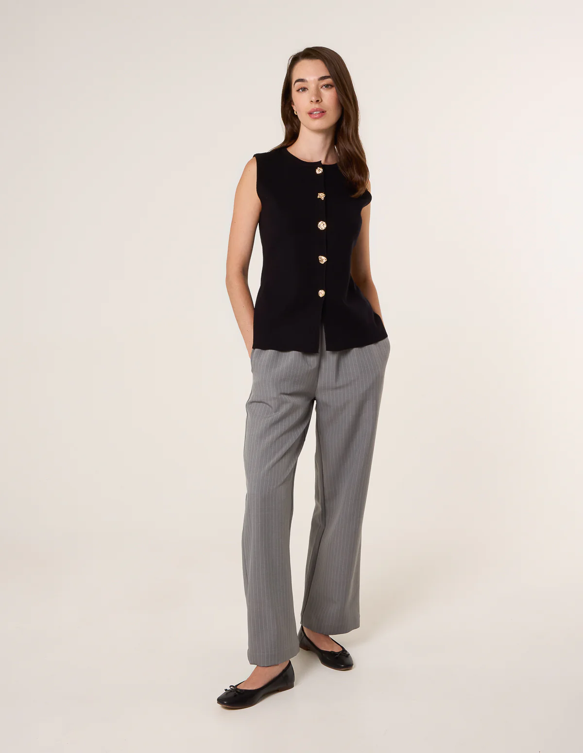 Button Front Tailored Vest - Image 2
