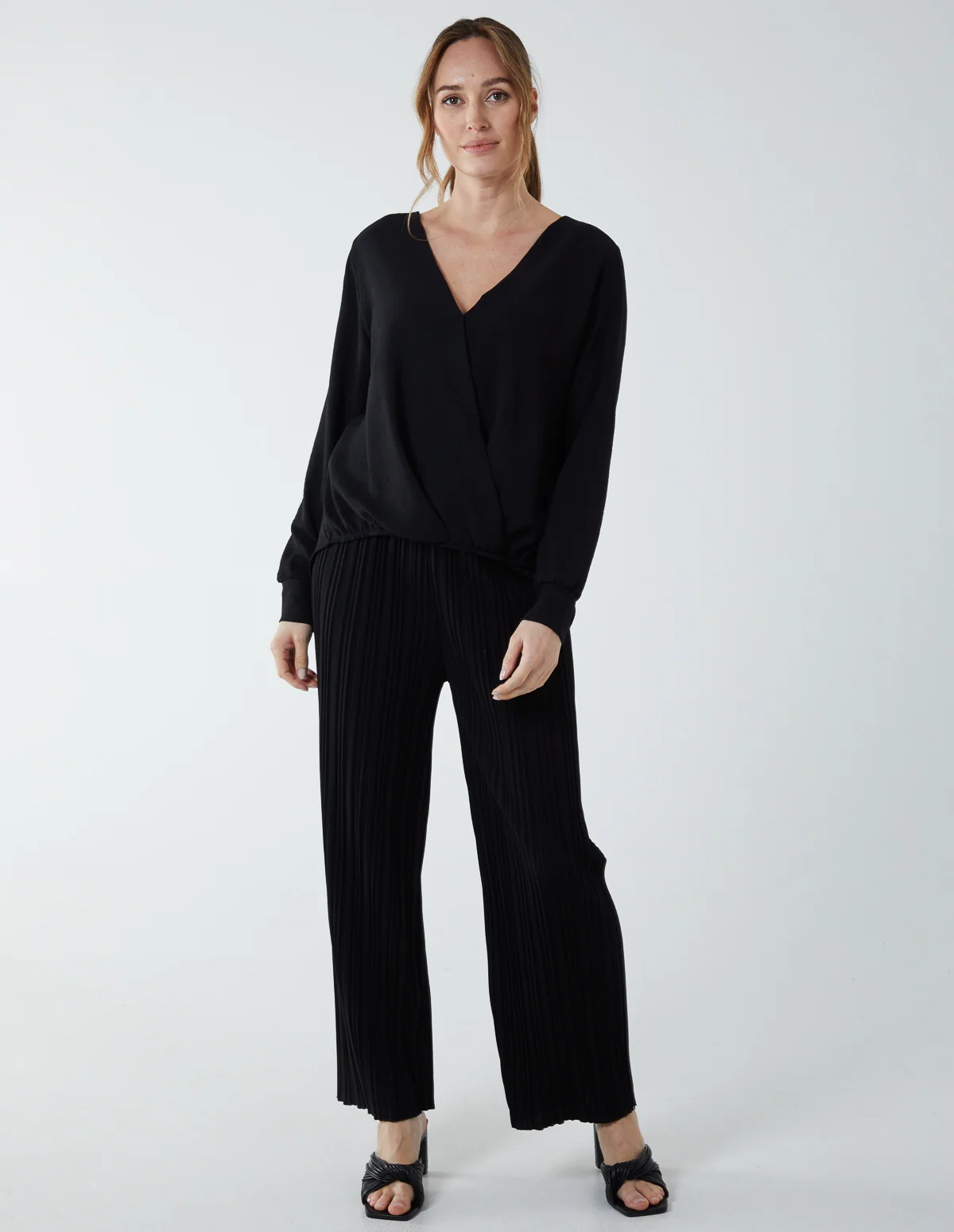 Crossover Woven Plain Blouse - Image 3