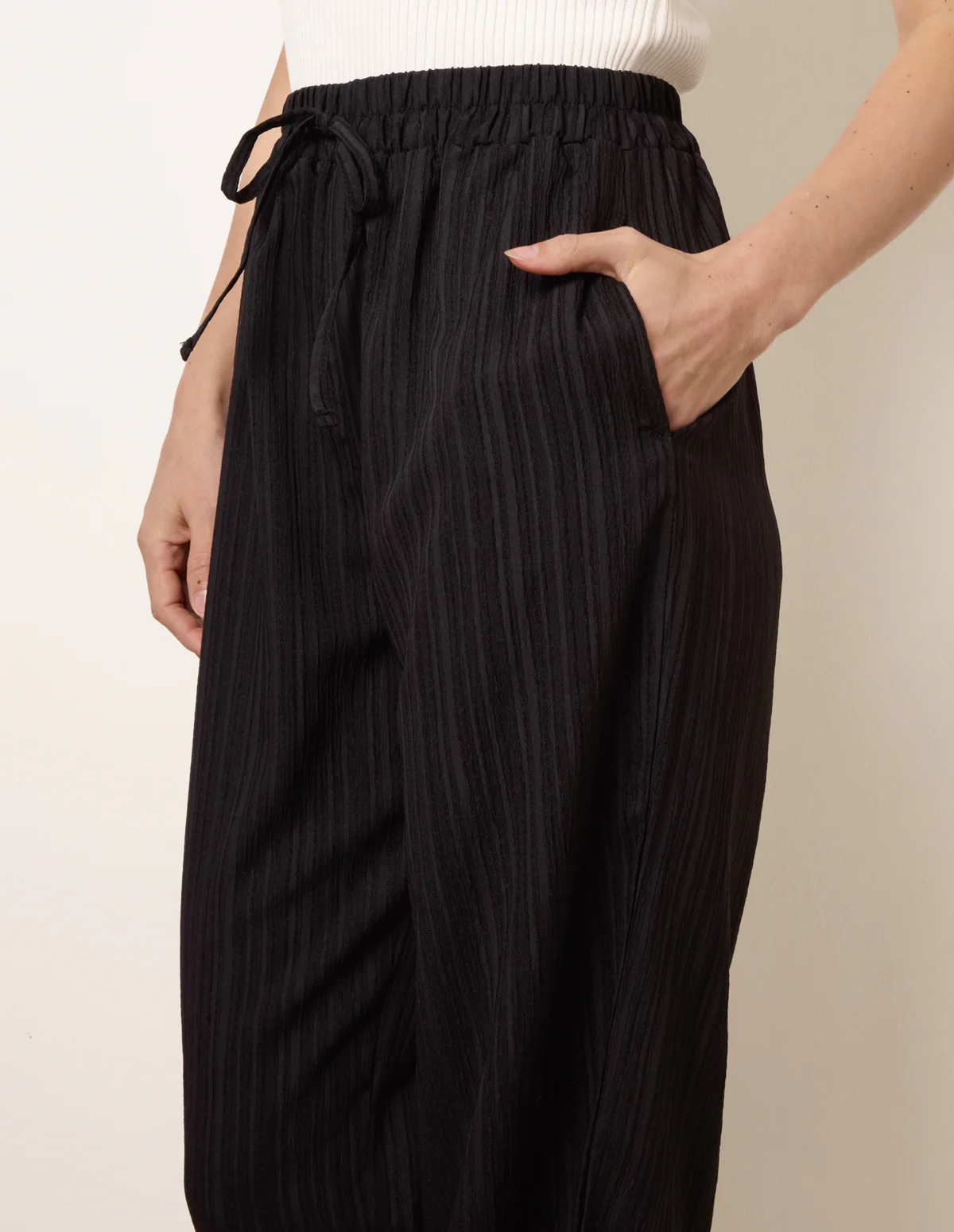 Drawstring Wide Leg Trousers - Image 3