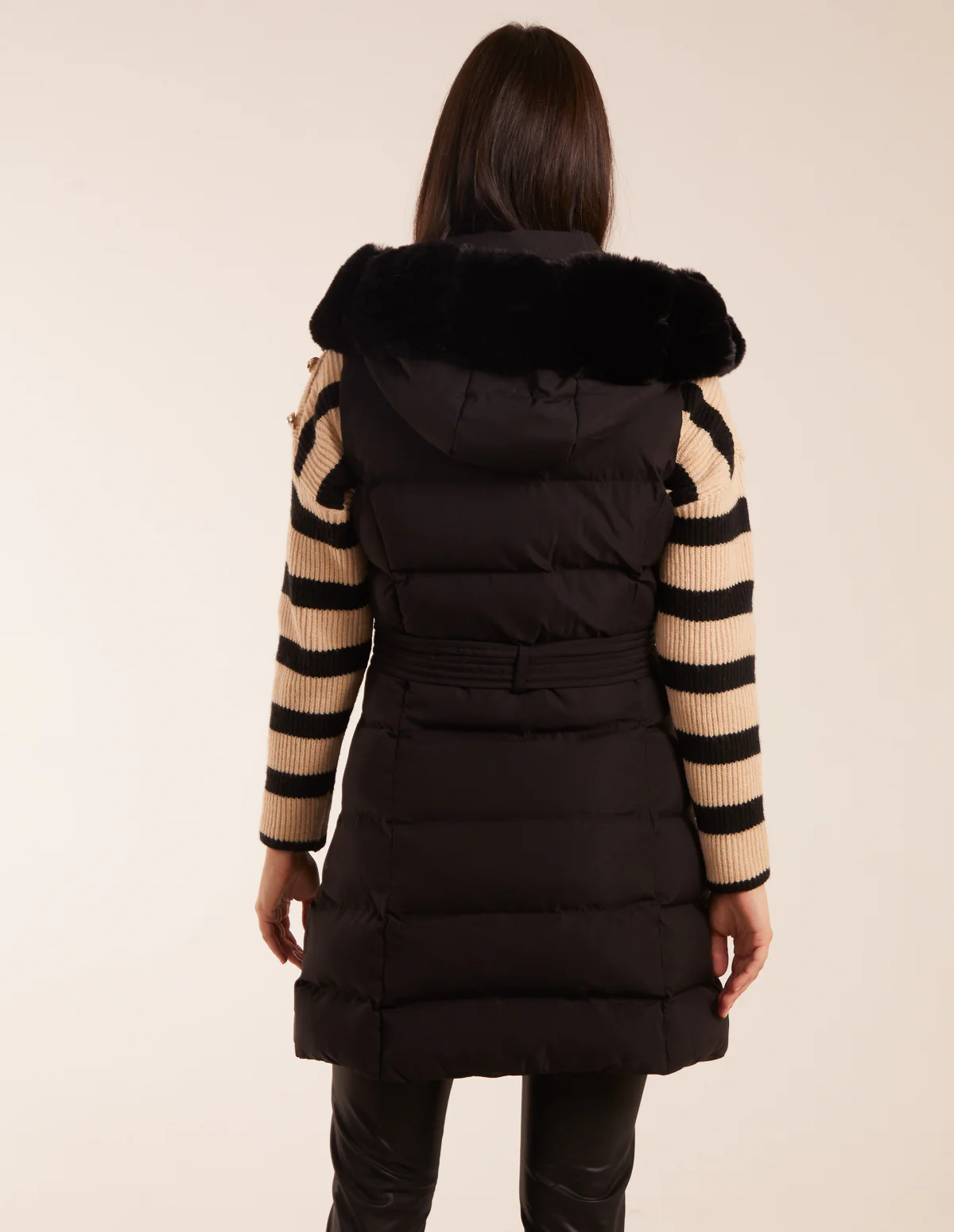 Faux Fur Detail Belted Gilet - Image 4