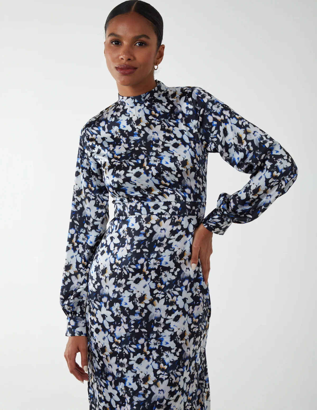 Floral Print High Neck Dress - Image 3