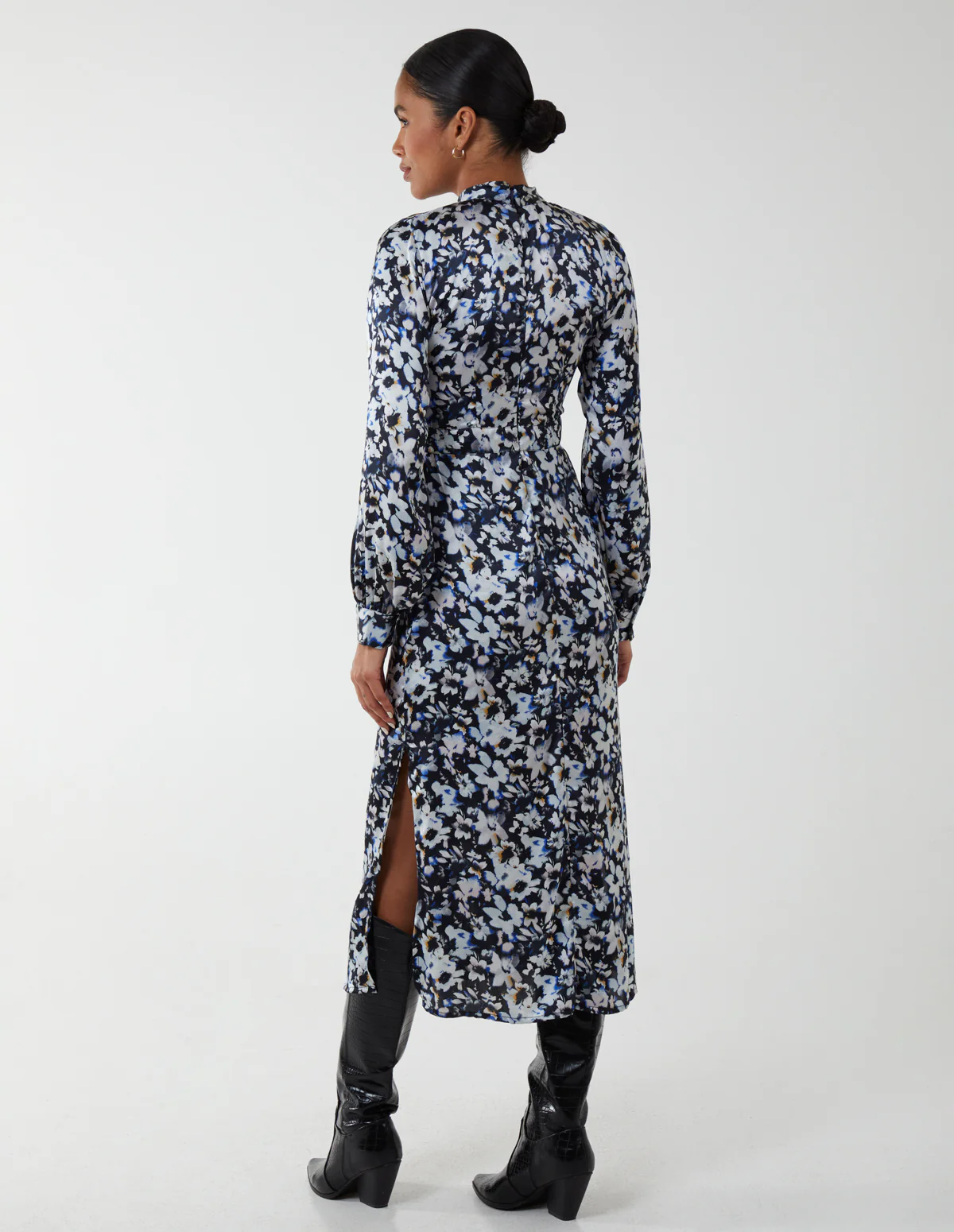 Floral Print High Neck Dress - Image 4