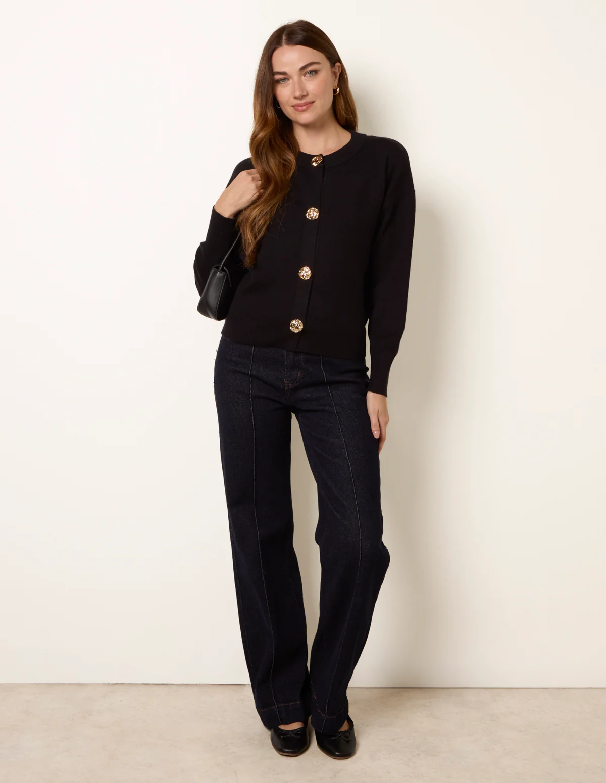 Gold Flower Button Cardigan - Image 3