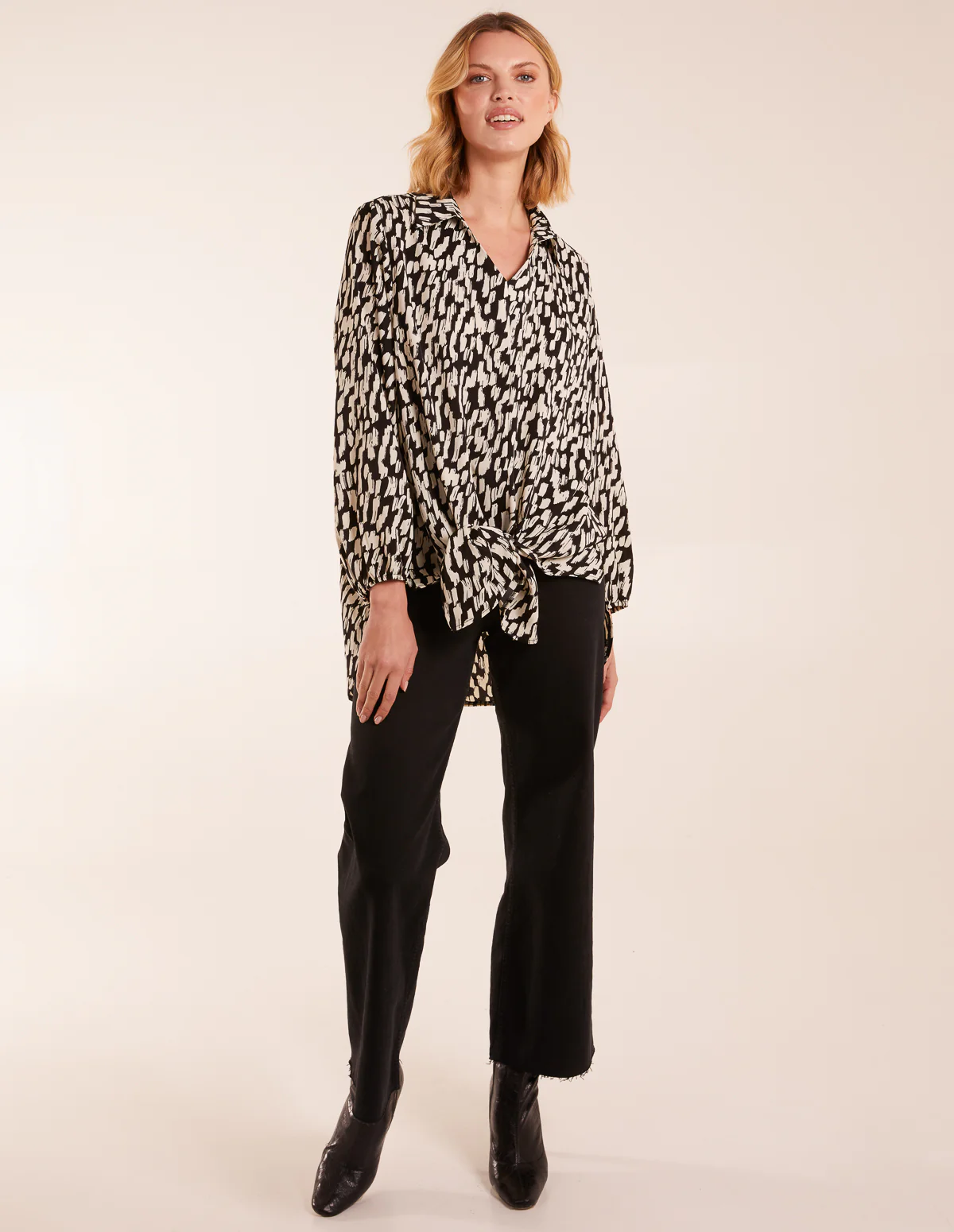 High Low Hem Tie Knot Blouse - Image 2