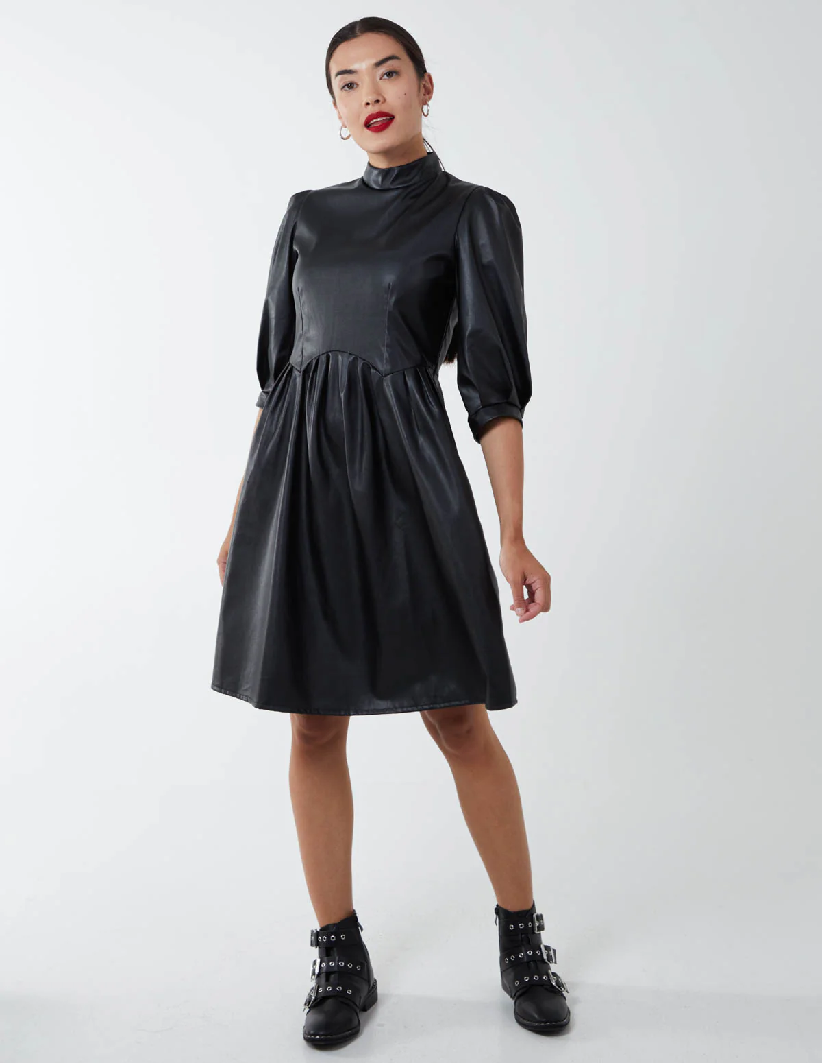 High Neck PU Dress - Image 3