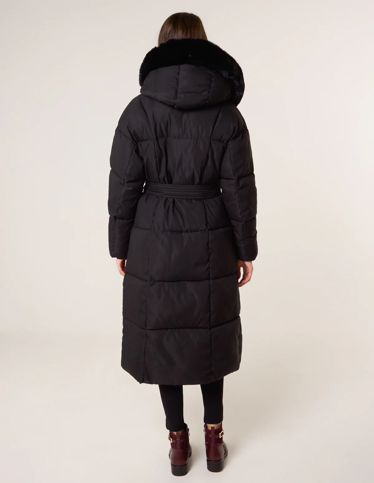 Long Puffer Faux Fur Hooded Coat - Image 4