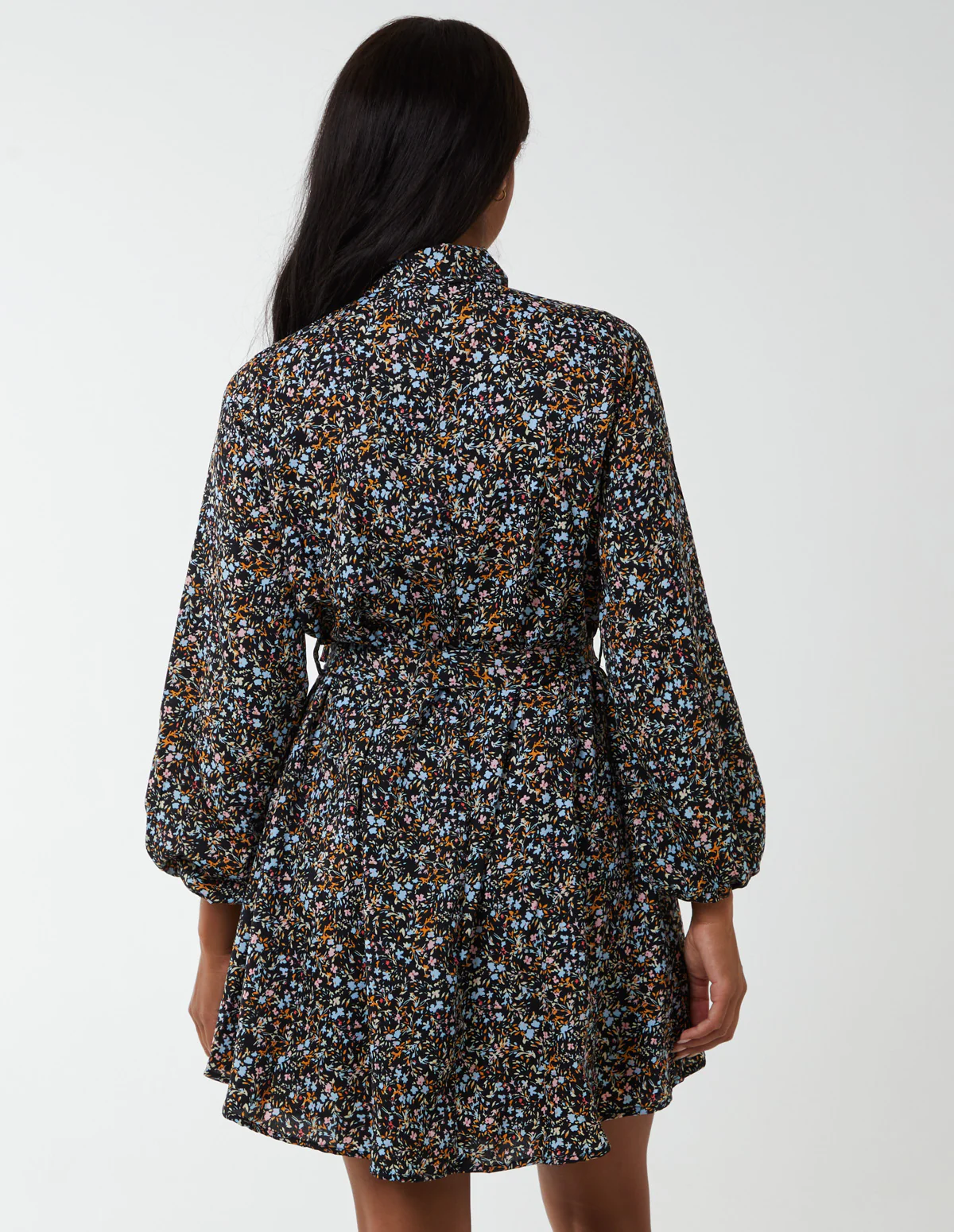 Multi Floral Print Mini Shirt Dress - Image 5