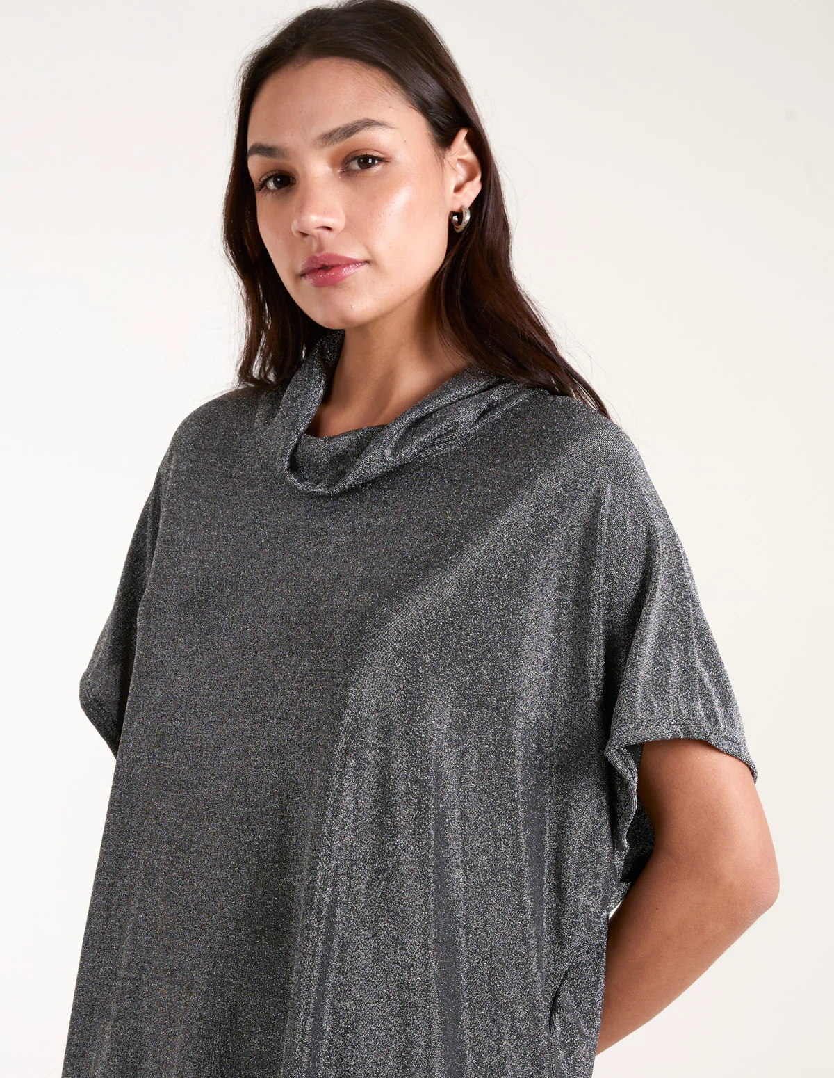 Roll Neck Oversize Lurex Top - Image 3