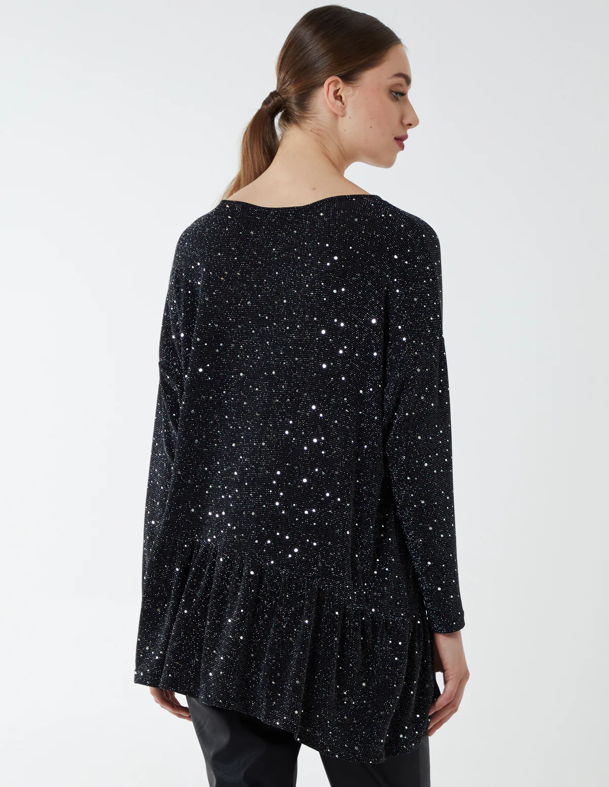 Asymmetric Hem Batwing Oversized Top - Image 5