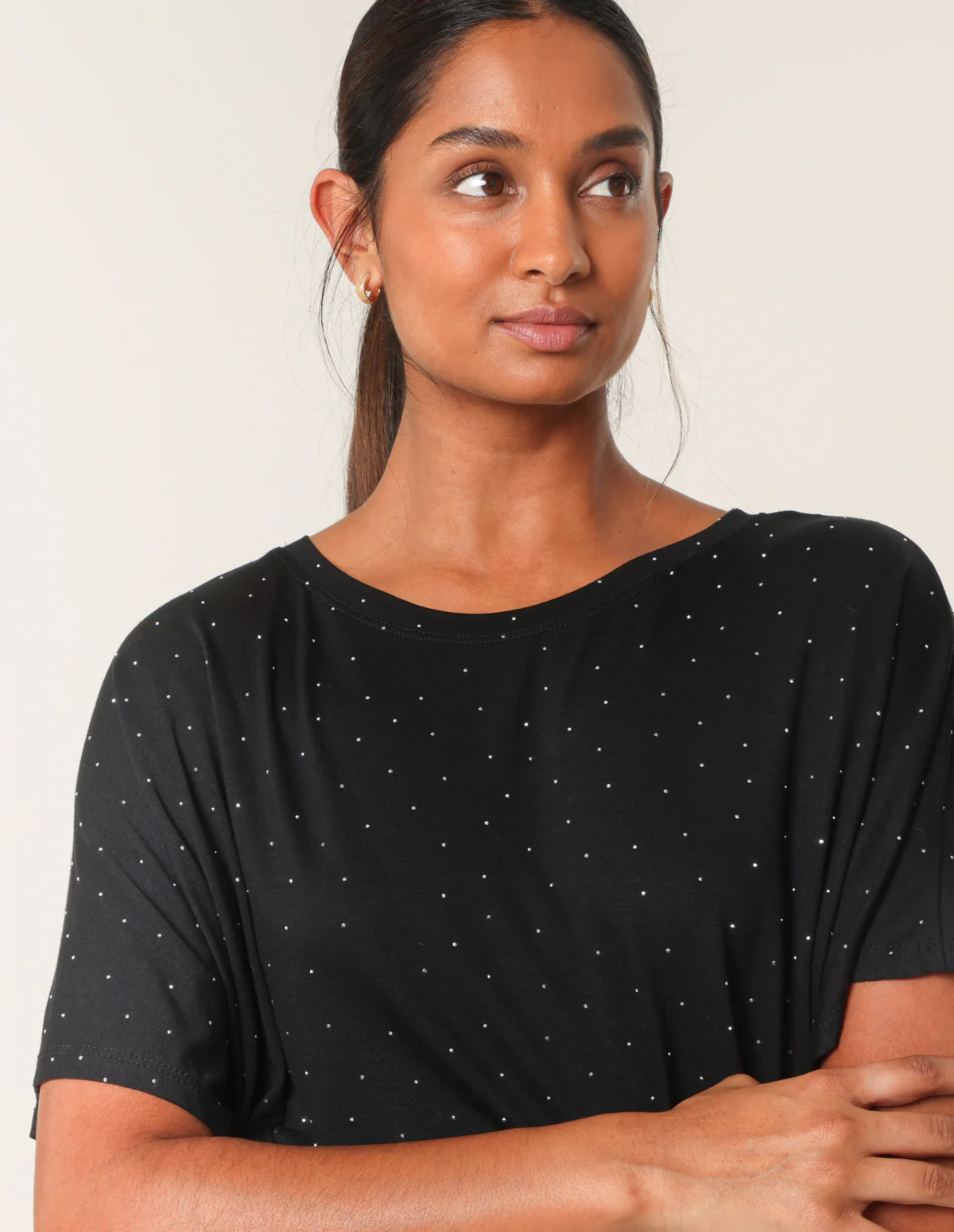 Stud Detail Round Neck T-shirt - Image 2