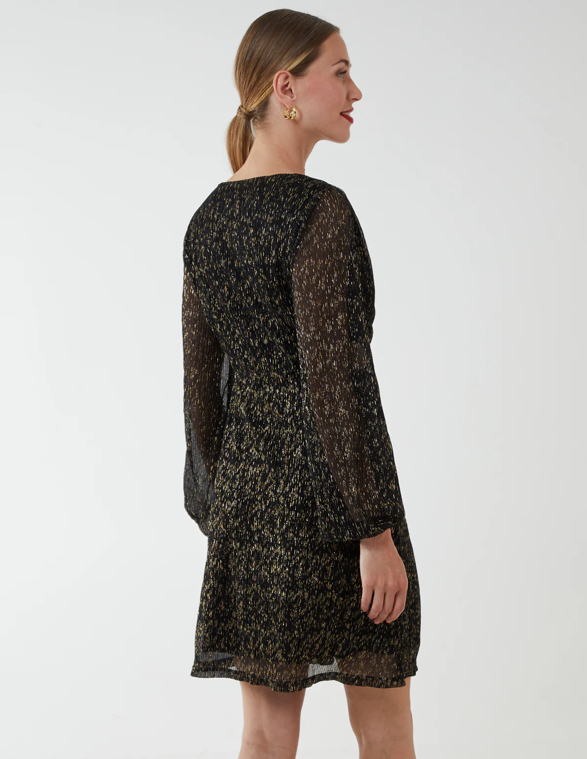 V-Neck Long Sleeve Lurex Dress - Image 5