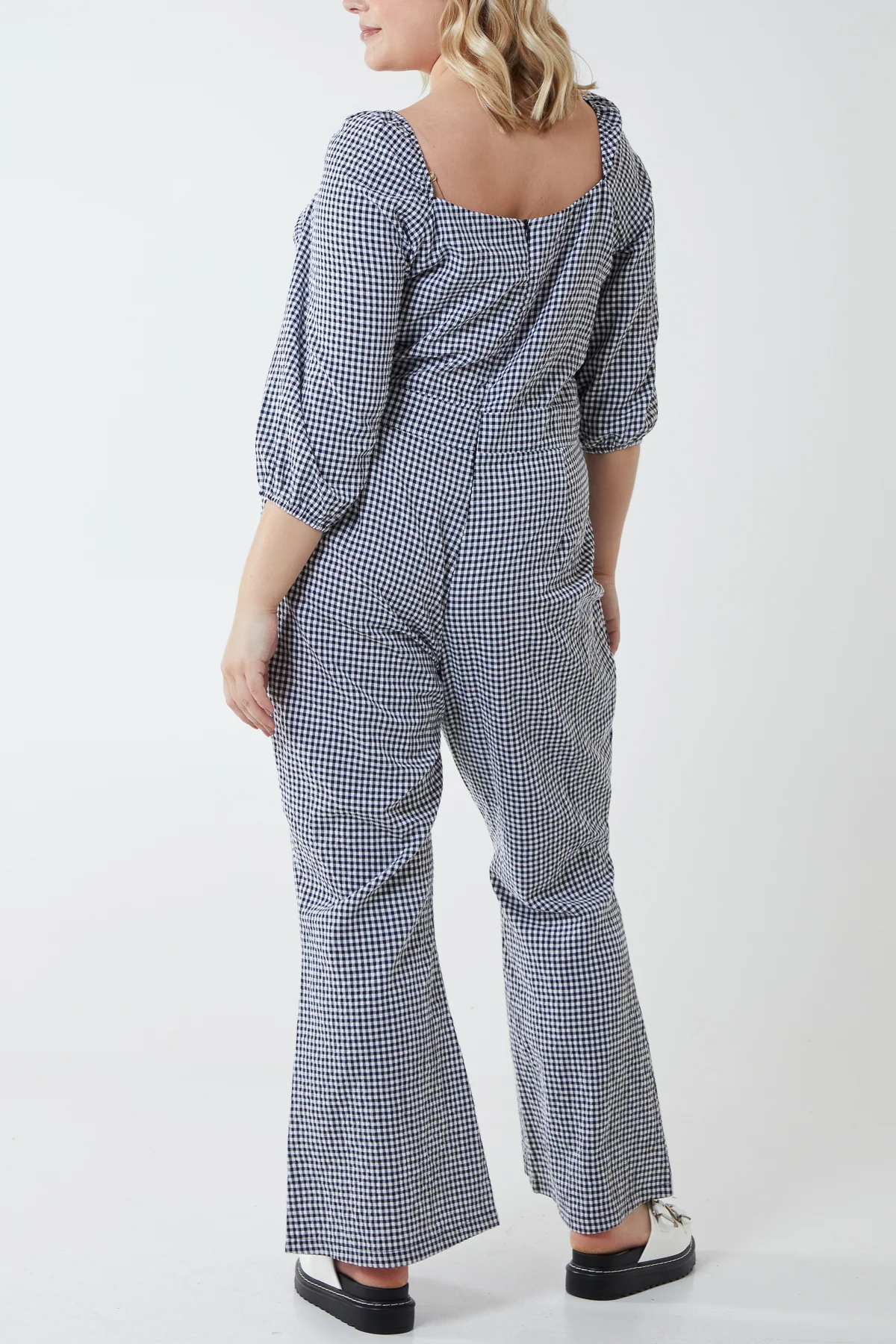 Curve Milkmaid Gingham Jumpsuit - Image 5