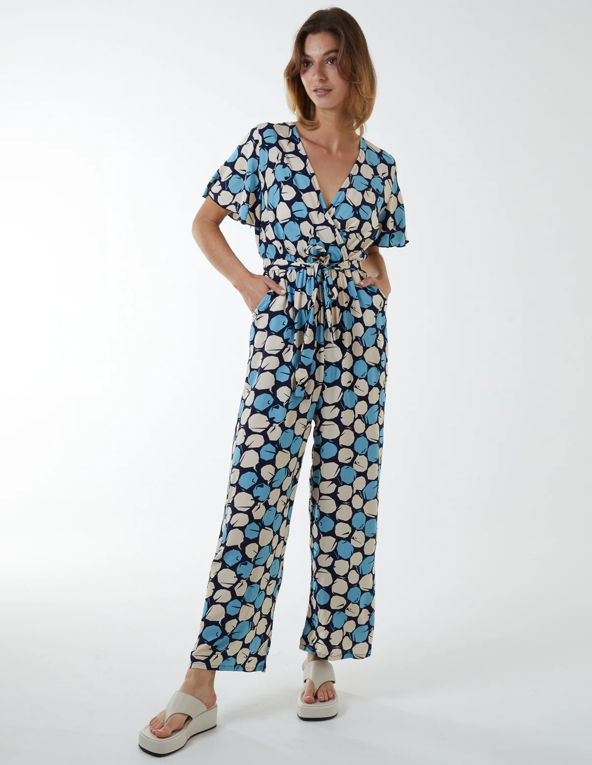 Abstract Honeycomb Cross Over Jumpsuit - Image 3