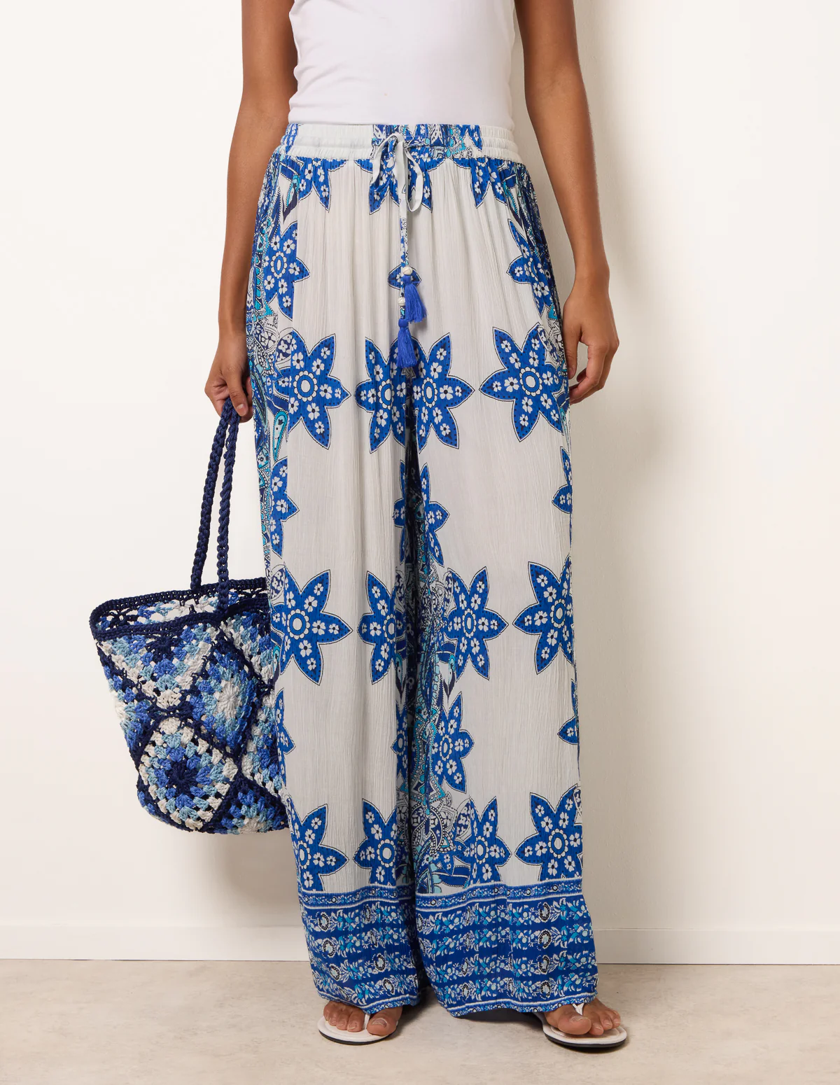 Paisley Floral Wide Leg Printed Trousers - Image 2