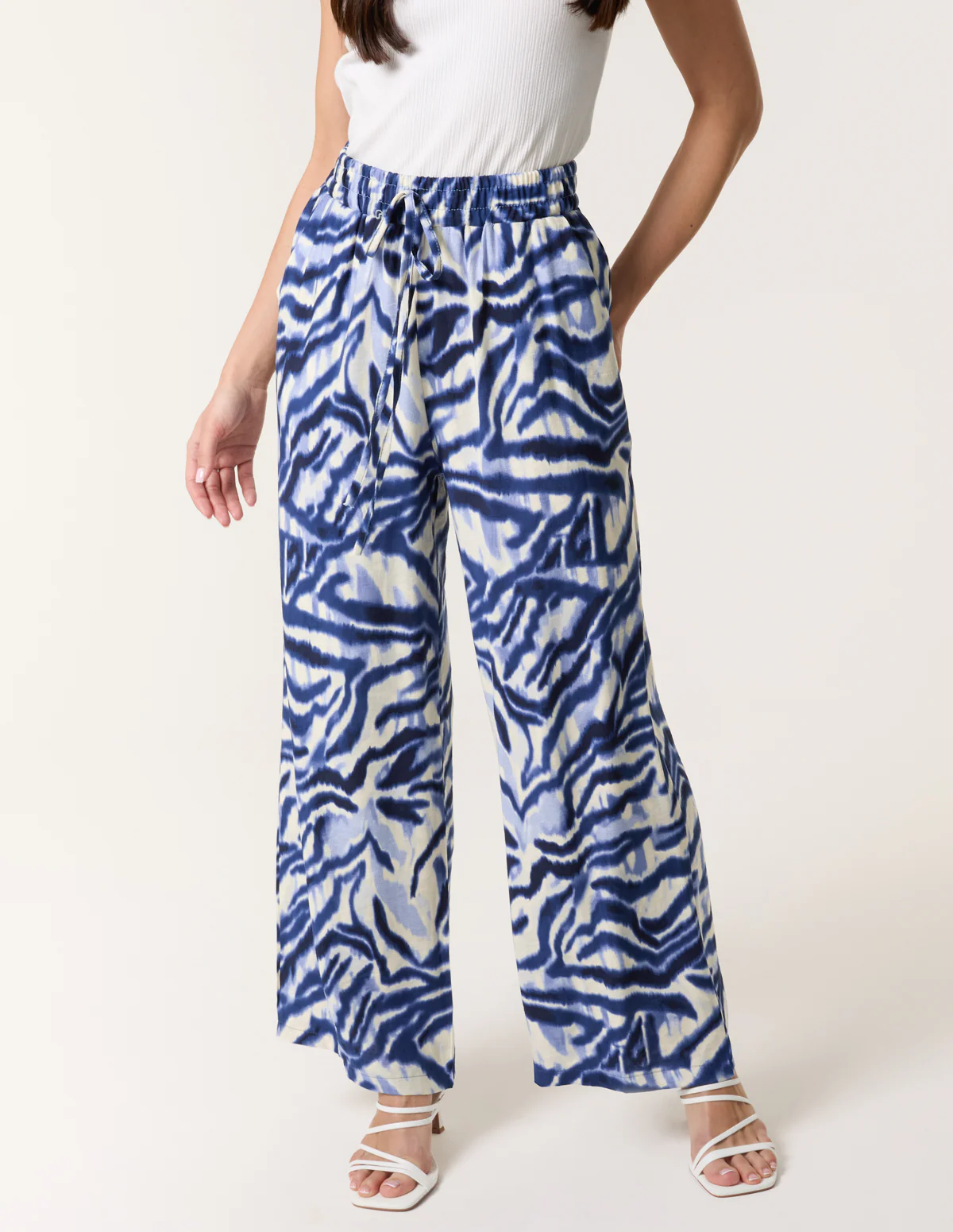 Printed Elastic Trousers - Image 2