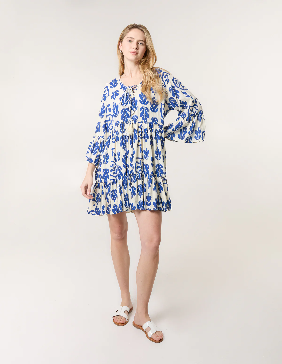 Tie Front Smock Dress - Image 2