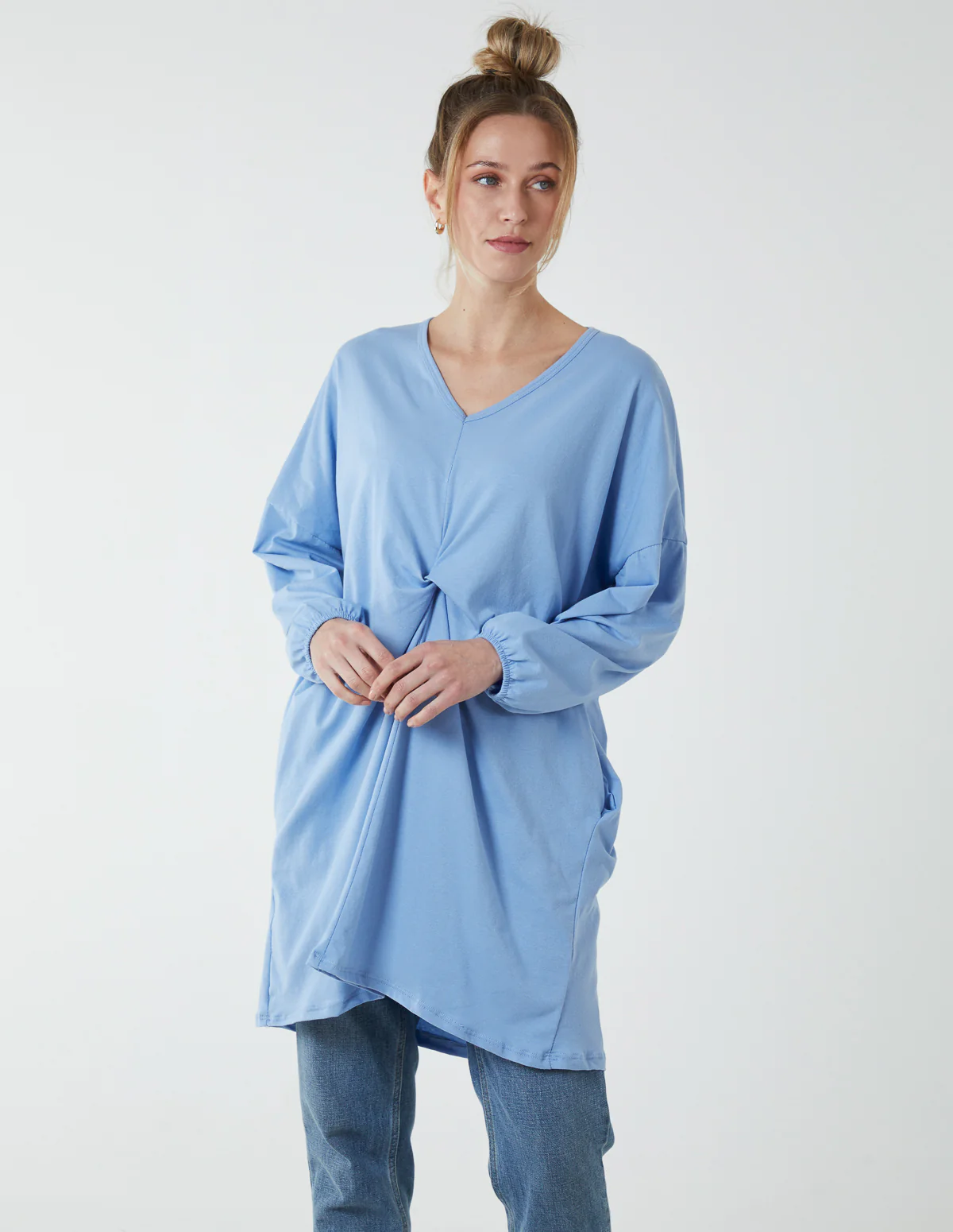 Twist Front Cotton Tunic With Side Pocket - Image 3