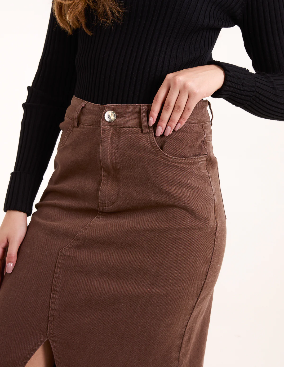 Acid Wash Denim Mid Skirt - Image 4