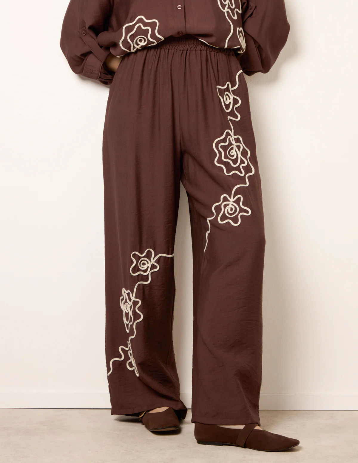 Floral Embroidery Trousers - Image 2