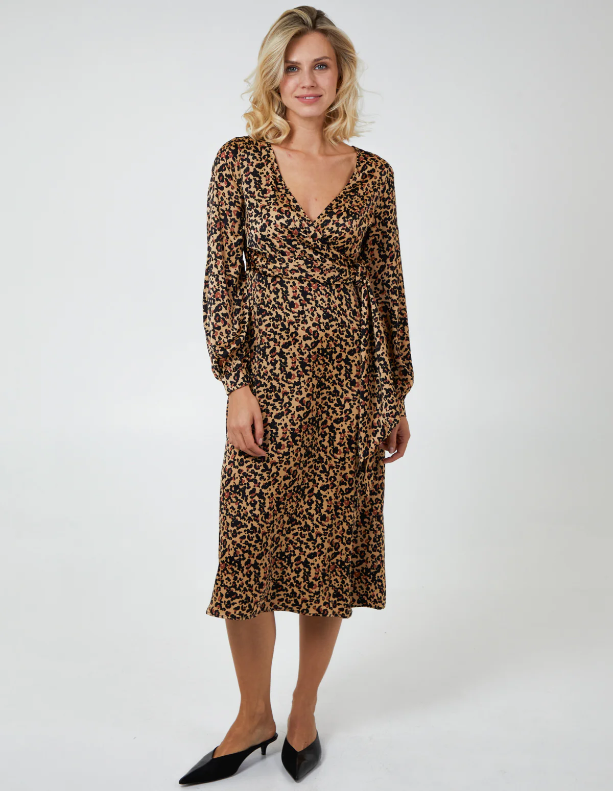 Leopard Print Wrap Midi Dress - Image 3