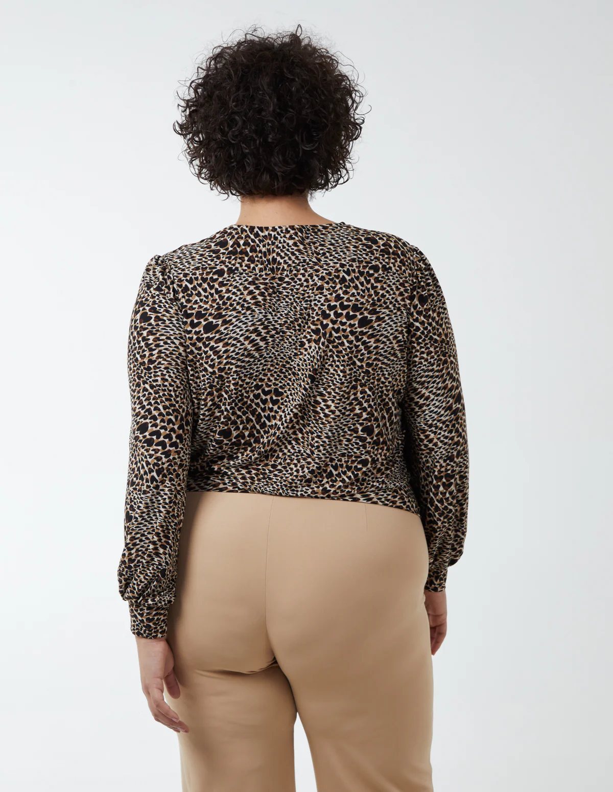 Curve Animal Printed Wrap Front Deep Hem Band Top - Image 4