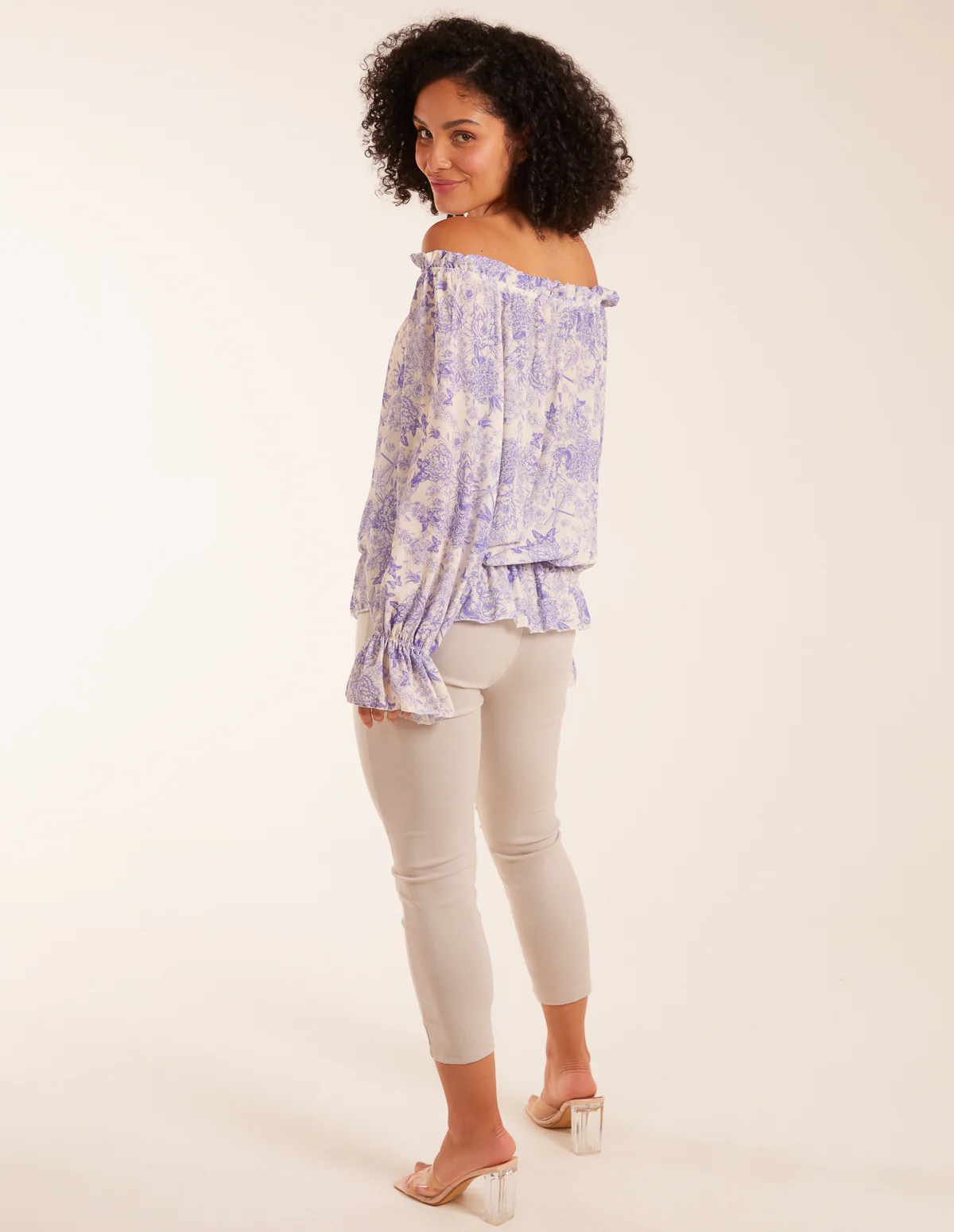 Butterfly Floral Print Gypsy Chiffon Blouse - Image 4