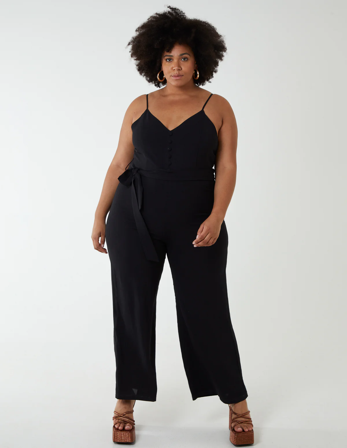 Curve Button Front Strappy Jumpsuit - Image 3