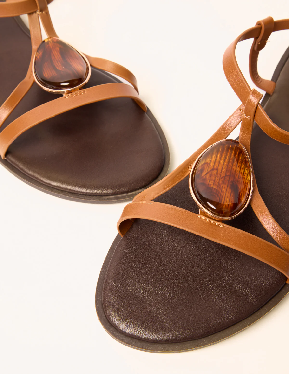 Oval Stone Strappy Sandals - Image 2
