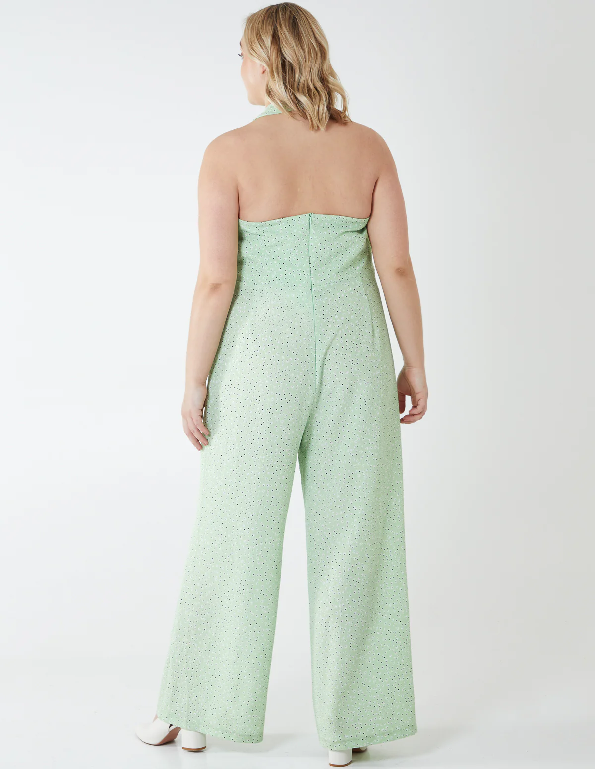 Curve Halter Neck Culotte Green Jumpsuit - Image 5