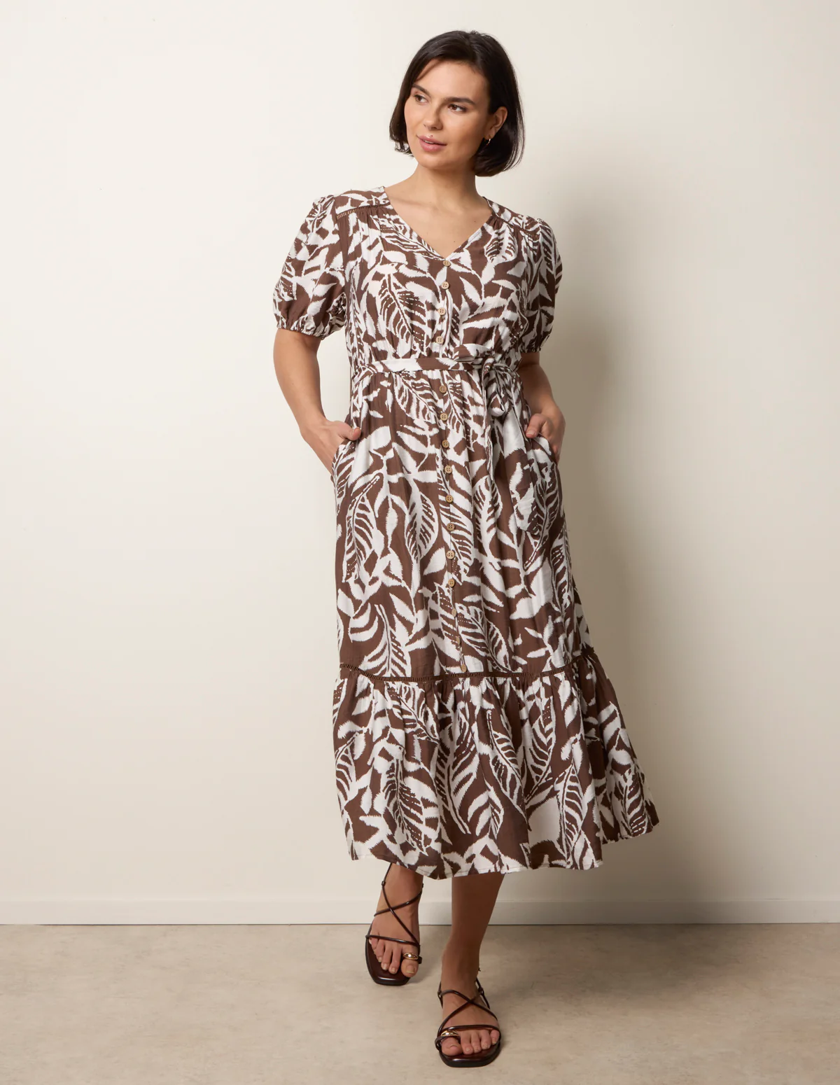 Coconut Button Belted Midi Dress - Image 3