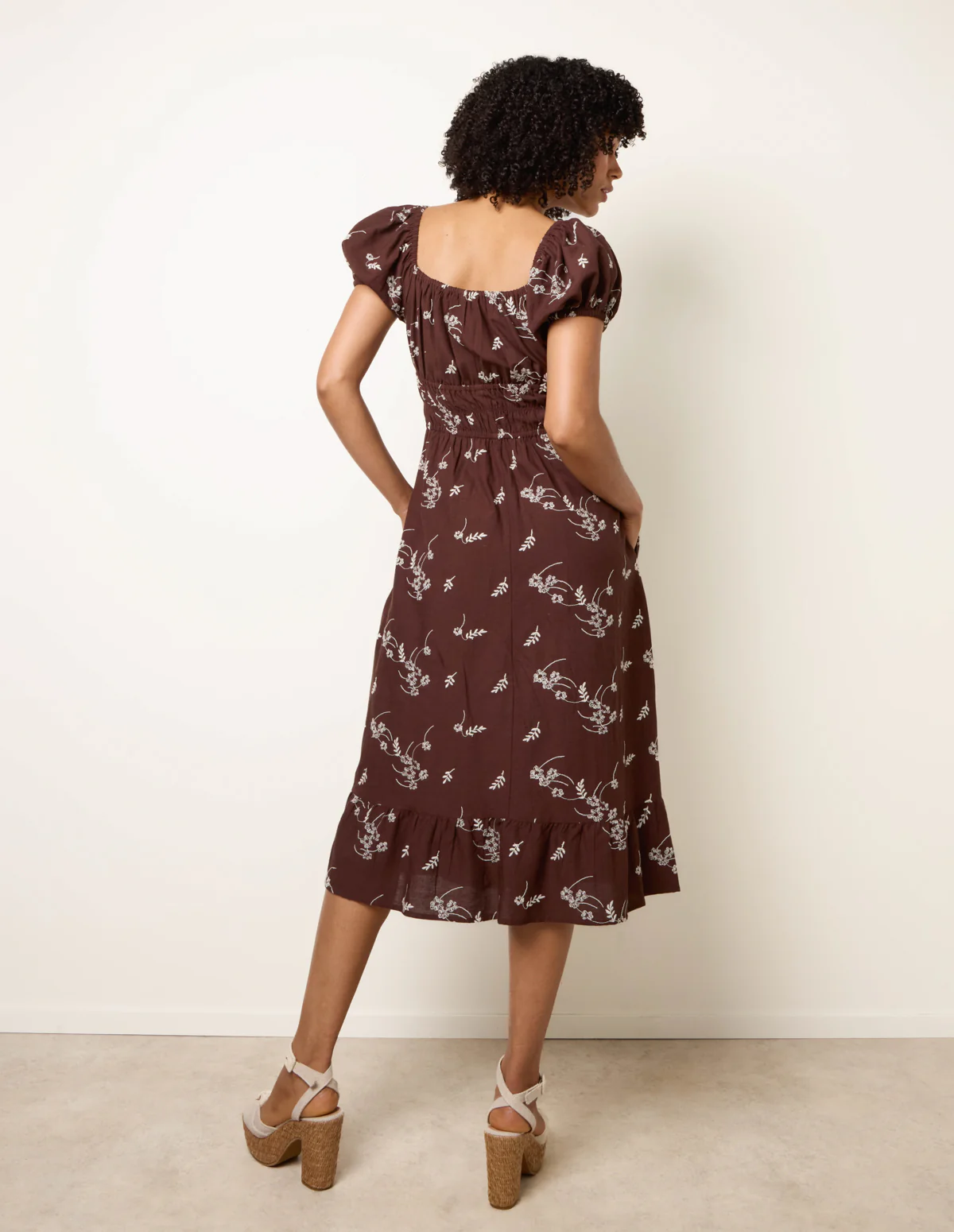 Embroidery Milkmaid Midi Dress - Image 5