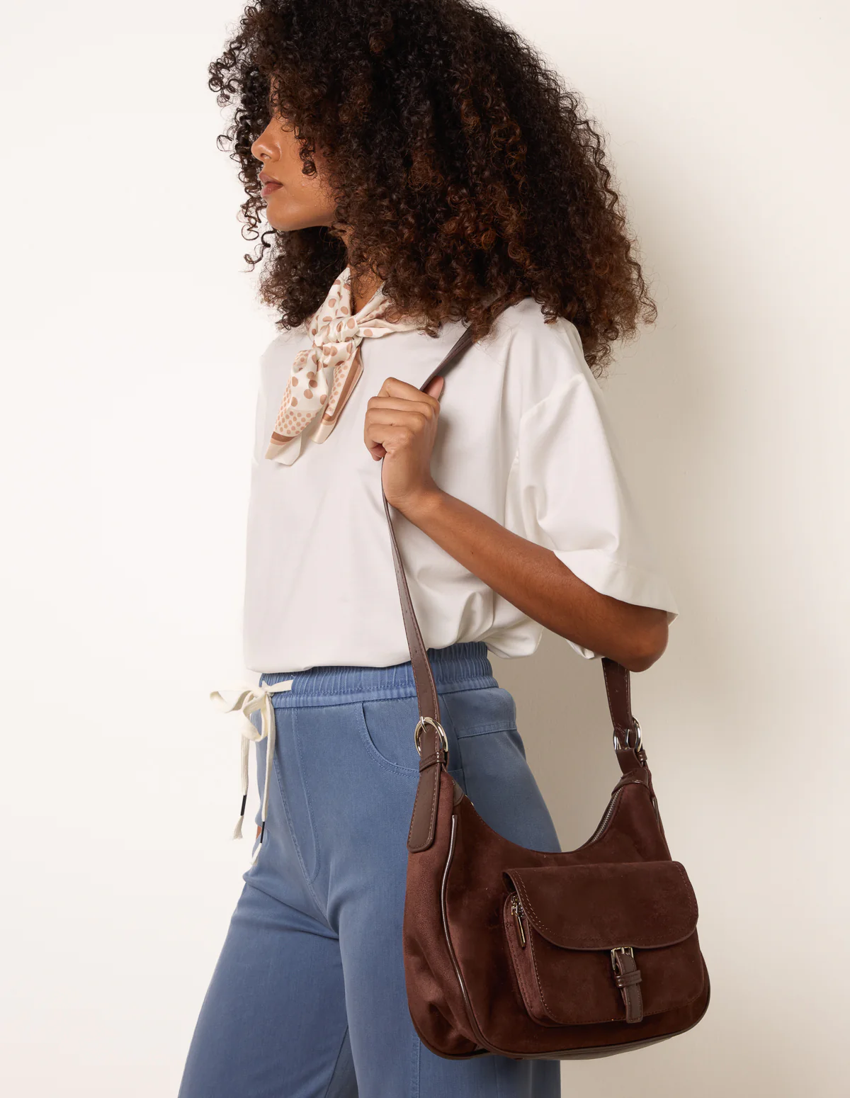 Suedette Adjustable Shoulder Bag - Image 2