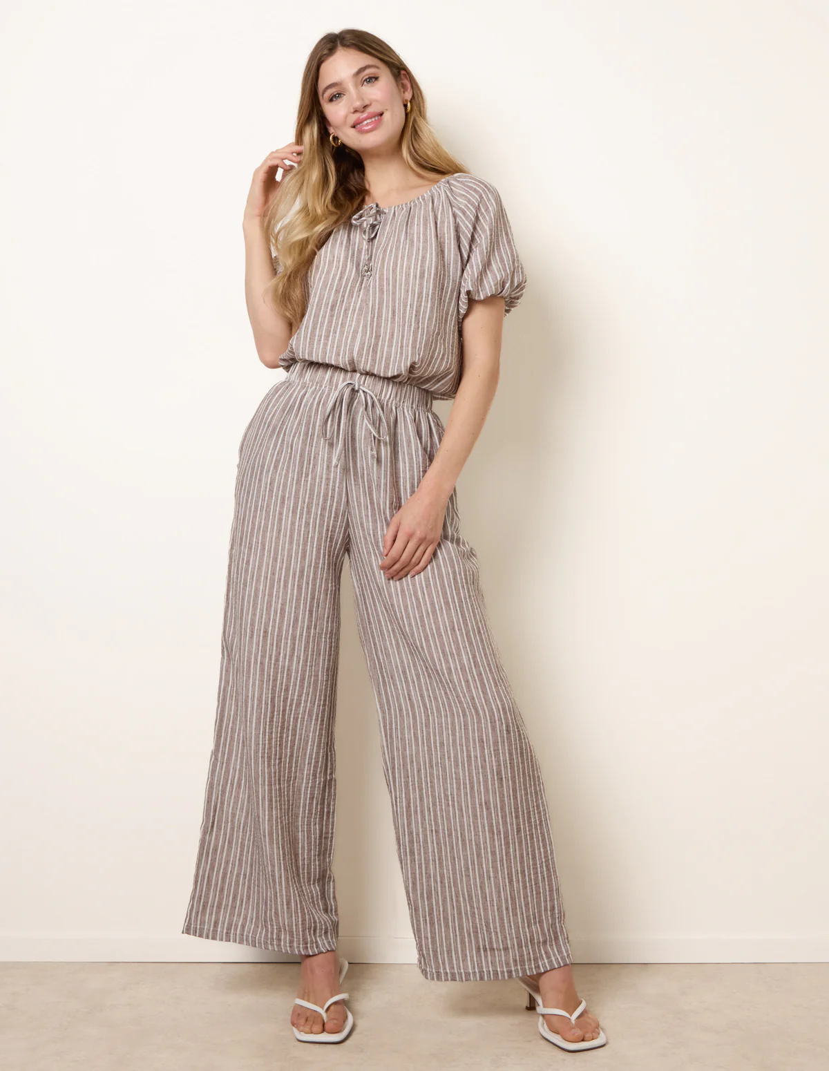 Tie Front Stripe Blouse - Image 2
