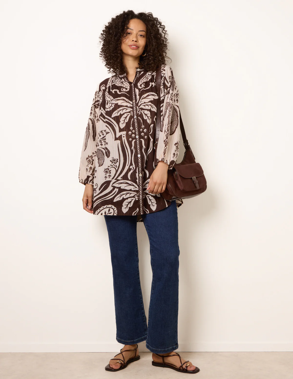 Tropical Lurex Oversized Shirt