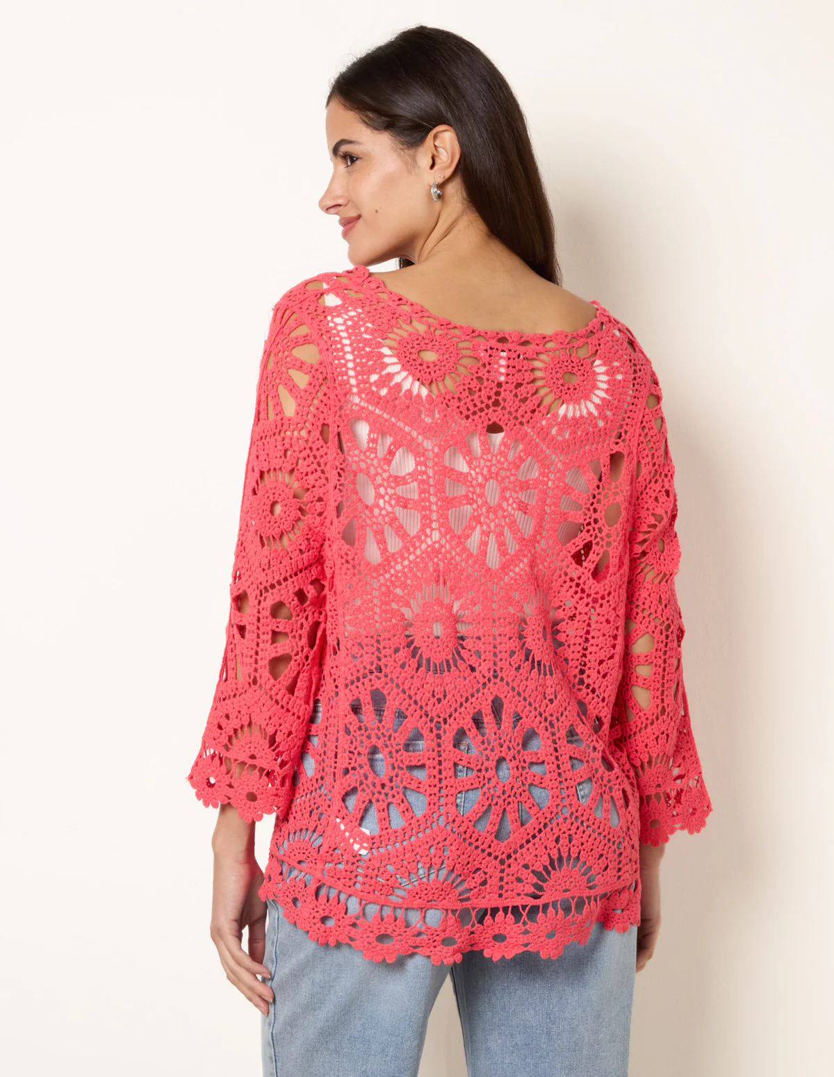 Long-Sleeved Crochet Cardigan - Image 4
