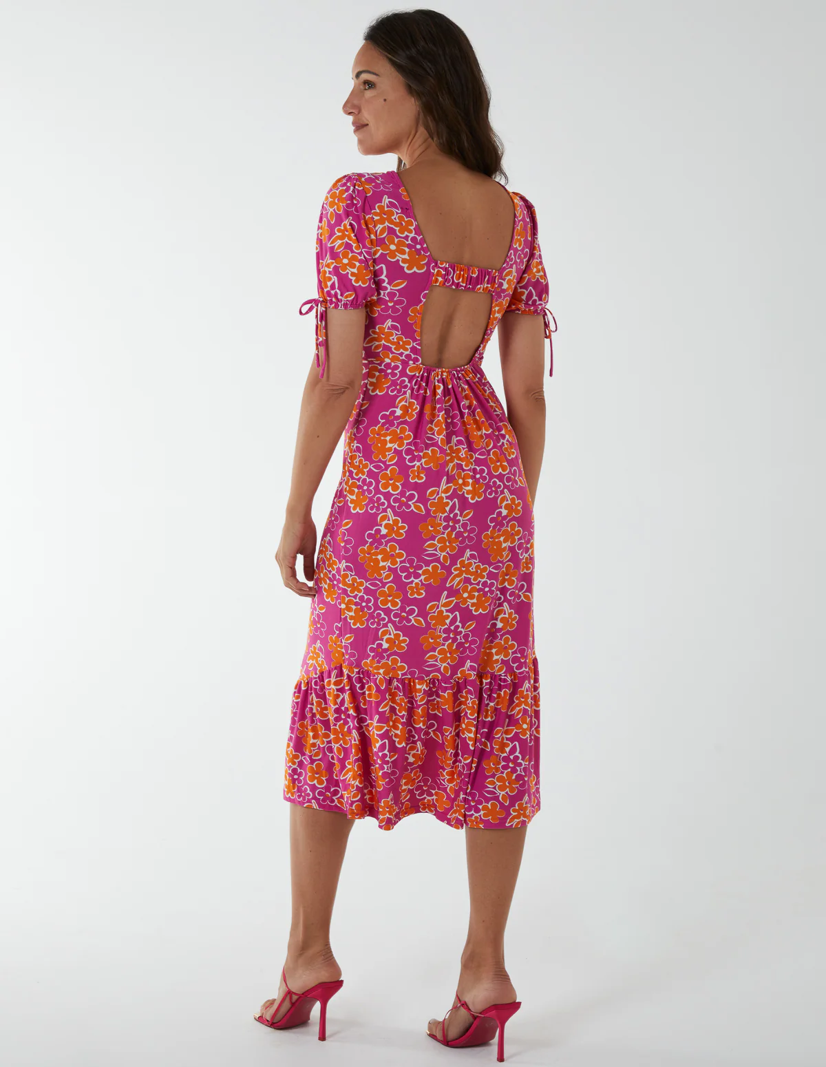 Crew Neck Midi Dress With Scrunchie Back Detail - Image 2