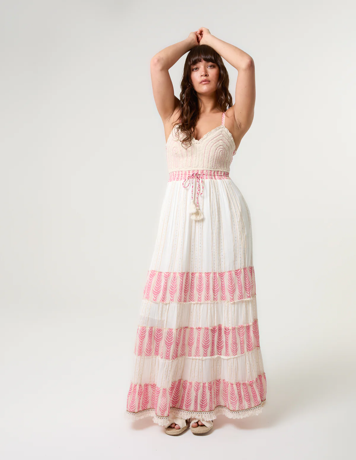 Crochet Lurex Tiered Dress
