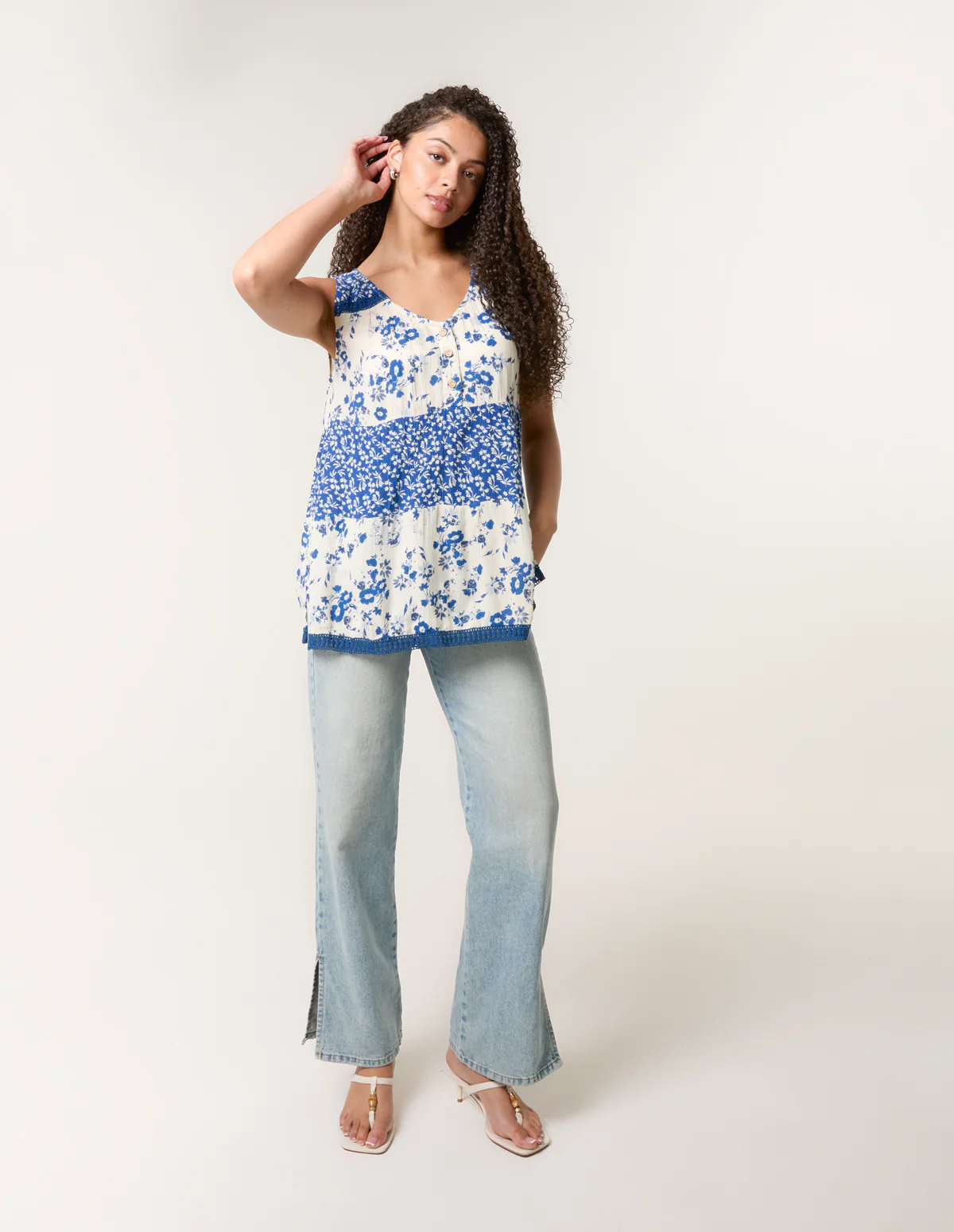 Crochet Mix Button Front Top - Image 2